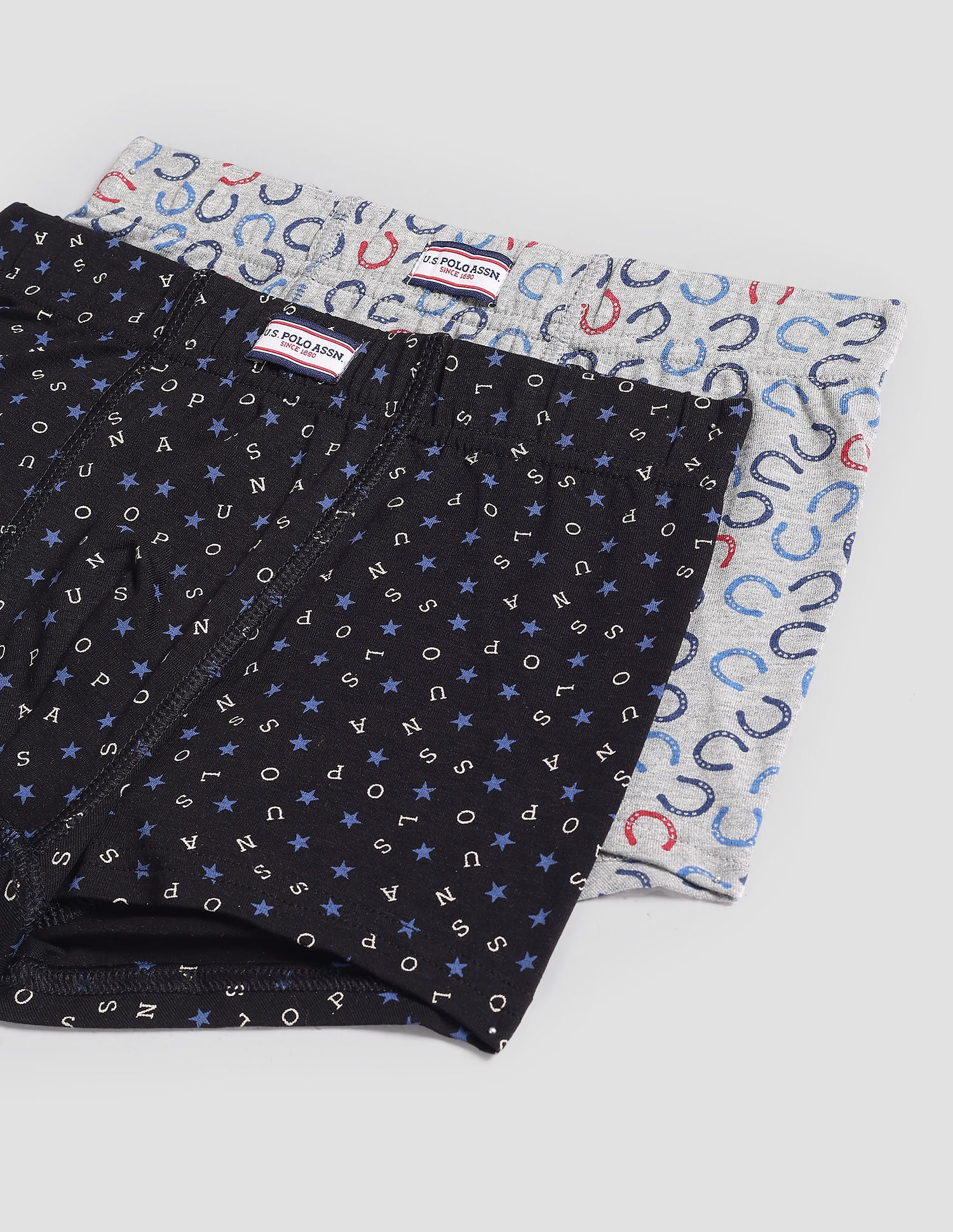 Mid Rise Cotton Spandex OKT01 Trunks - Pack Of 2 Black and Grey - U.S. POLO ASSN. | Large