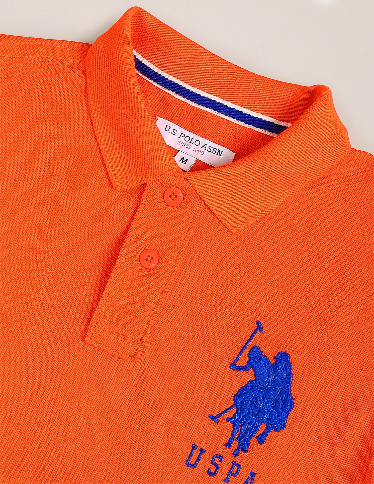 Solid Cotton Polo Shirt Orange - U.S. Polo Assn. India | Large