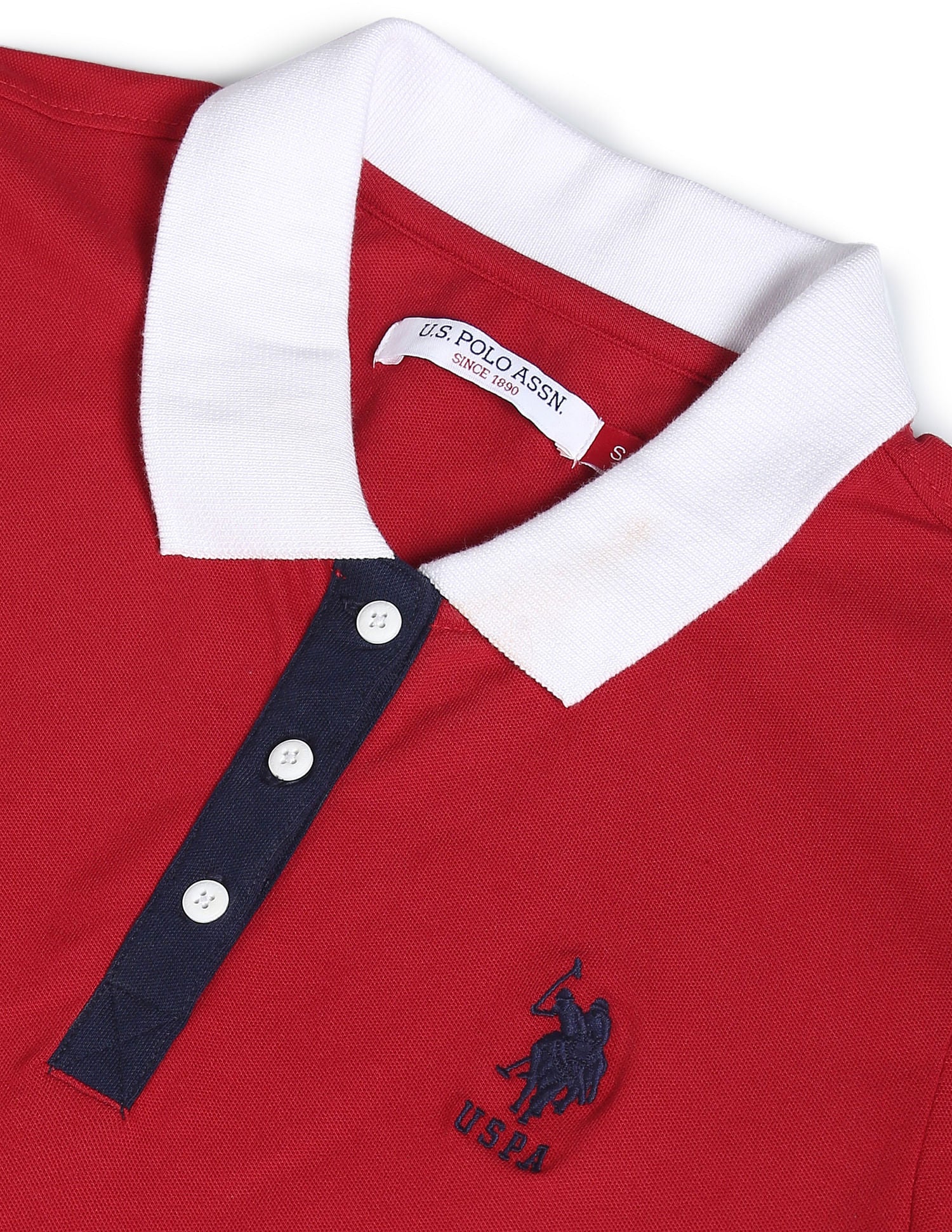 Contrast Collar Solid Polo Shirt Red - U.S. POLO ASSN. | Large