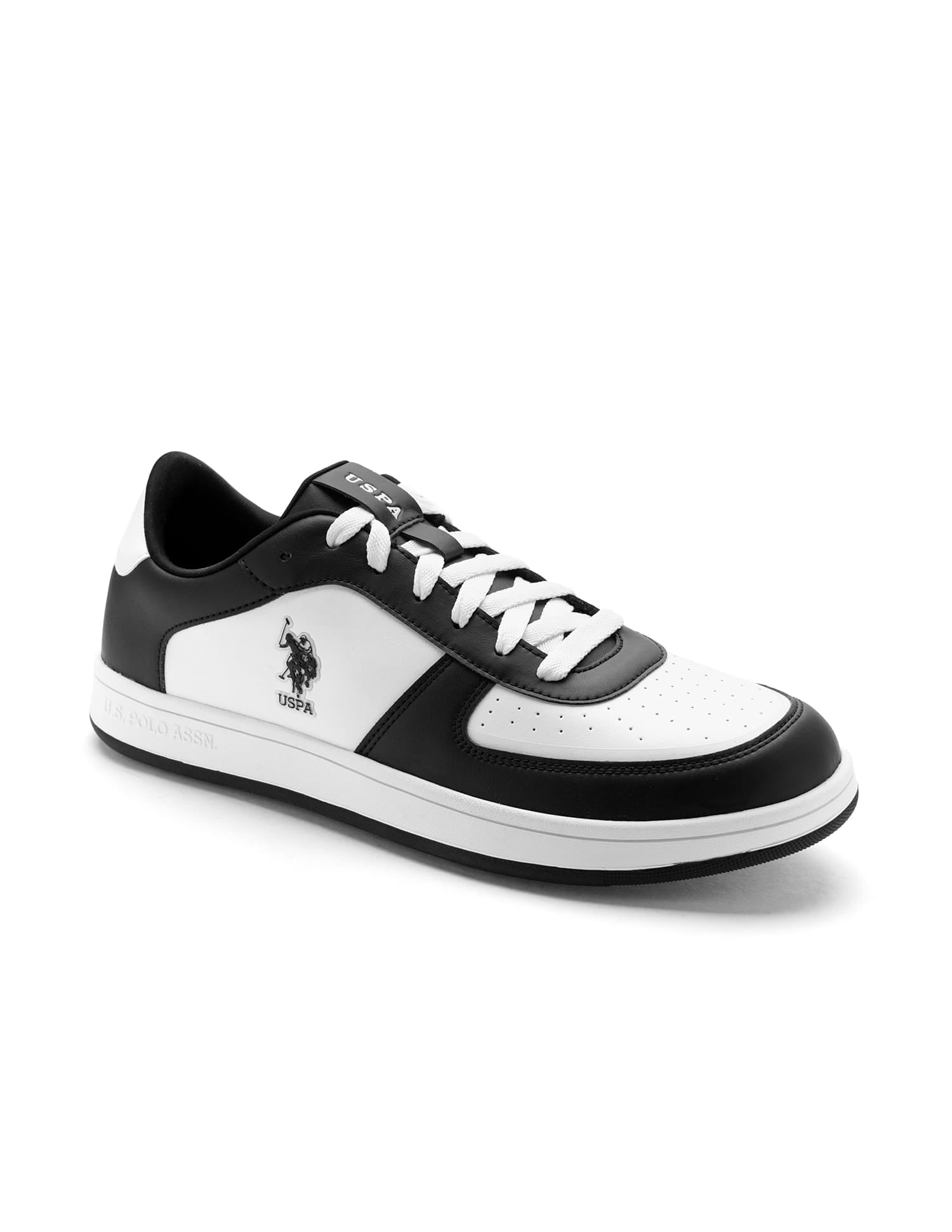 Men Rein 2.0 Black Retro Court Sneakers Black and White - U.S. Polo Assn. India | Large