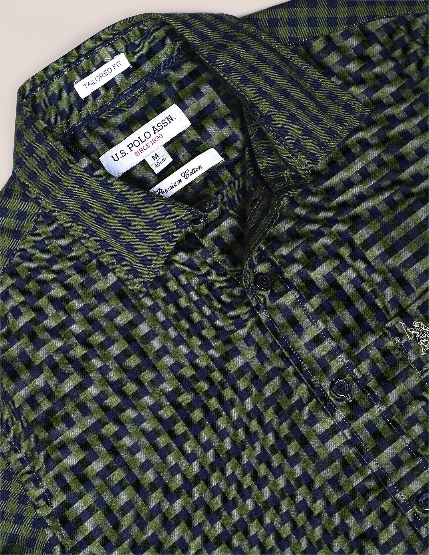 Gingham Check Twill Casual Shirt Olive - U.S. Polo Assn. India | Large