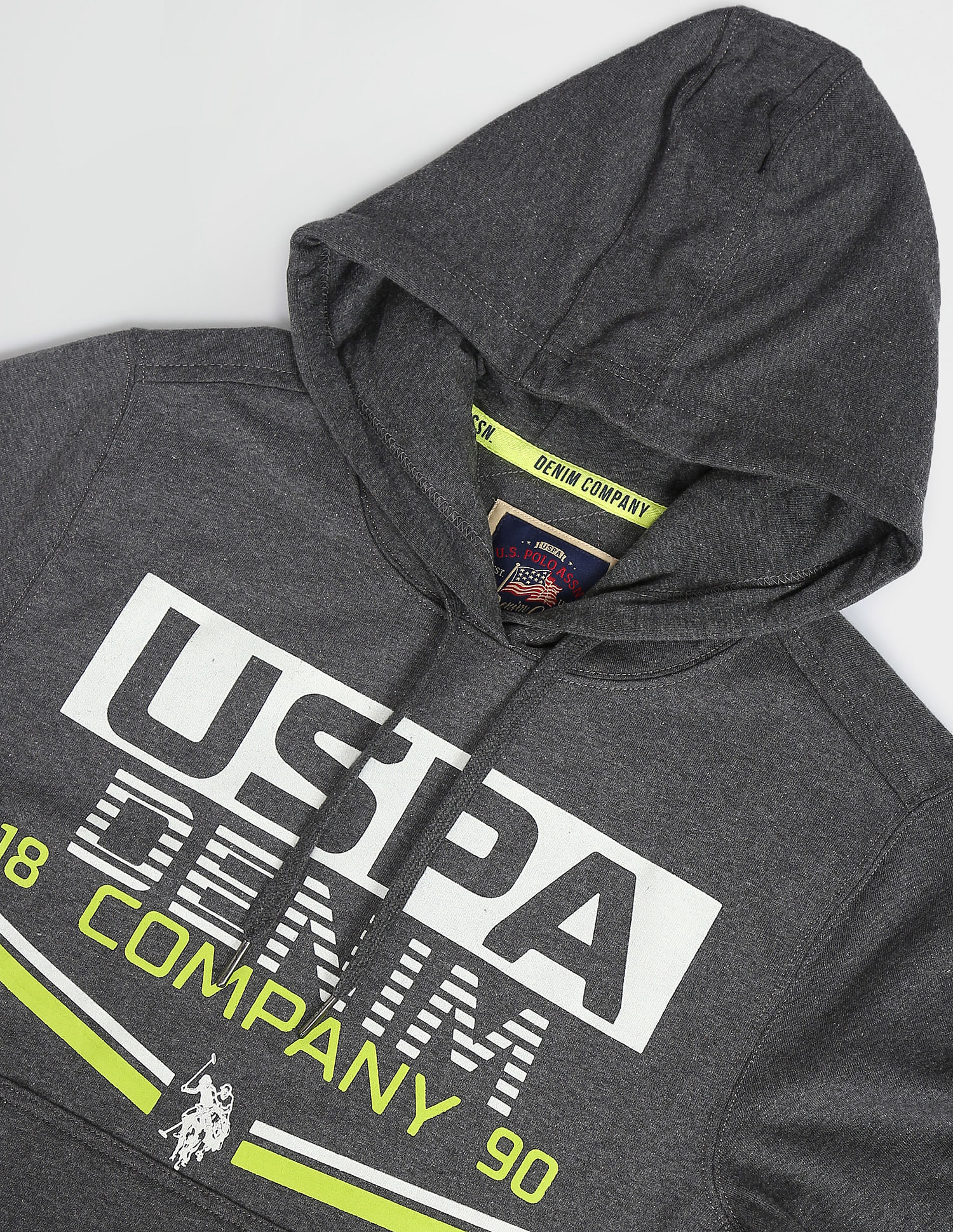 Hooded Brand Print Sweatshirt Dark Grey - U.S. Polo Assn. India | Large