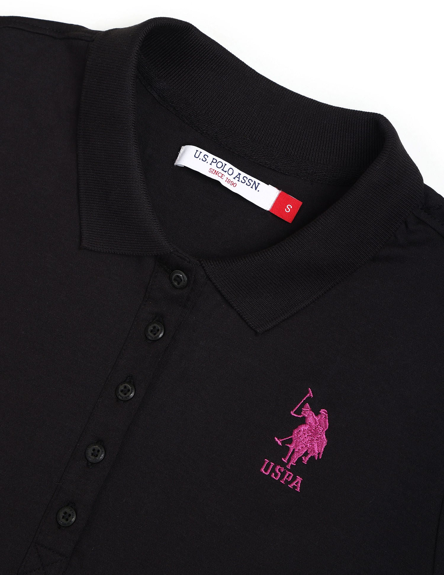 Cotton Solid Polo Shirt Black - U.S. POLO ASSN. | Large