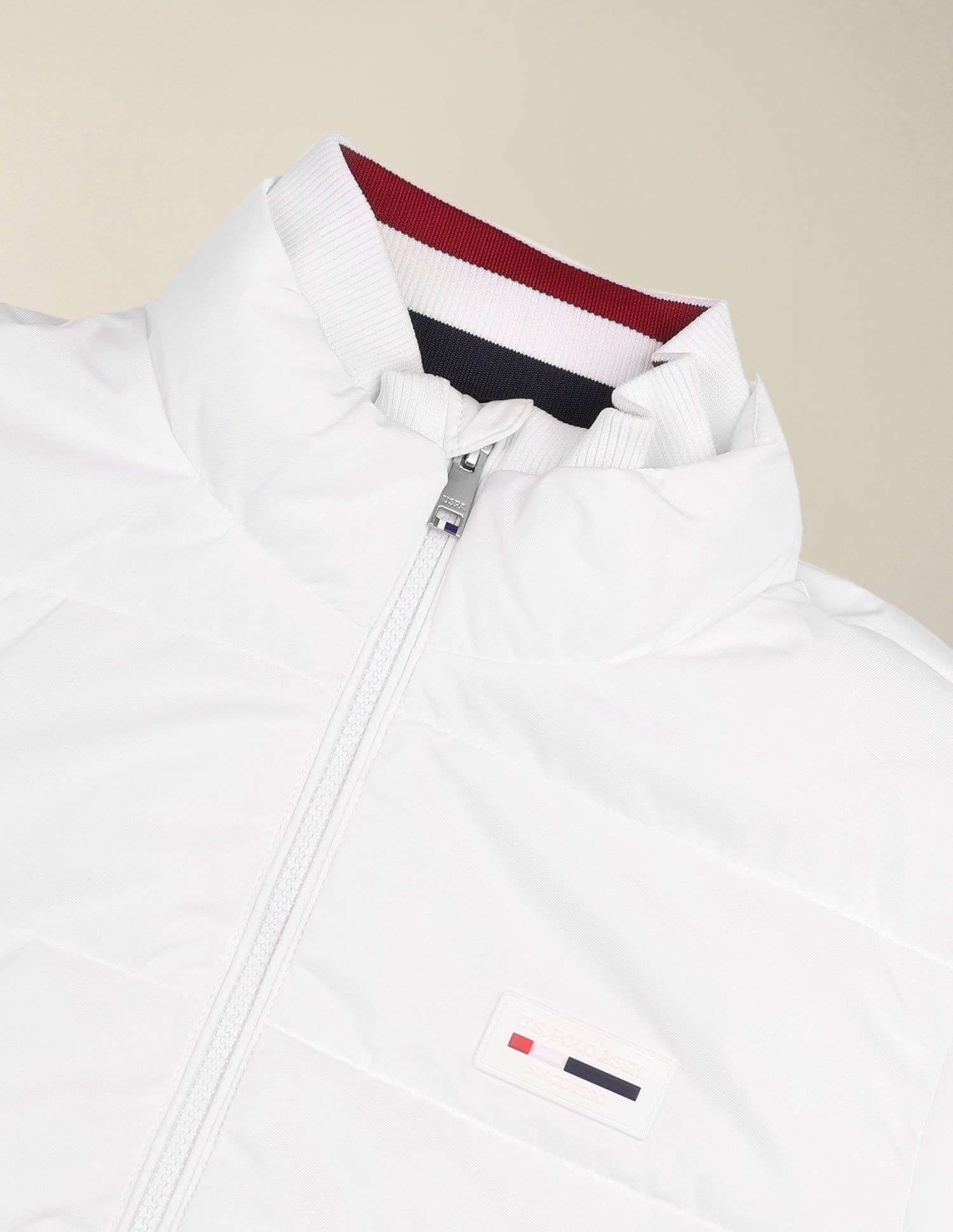 Solid Regular Fit Jacket White - U.S. Polo Assn. India | Large