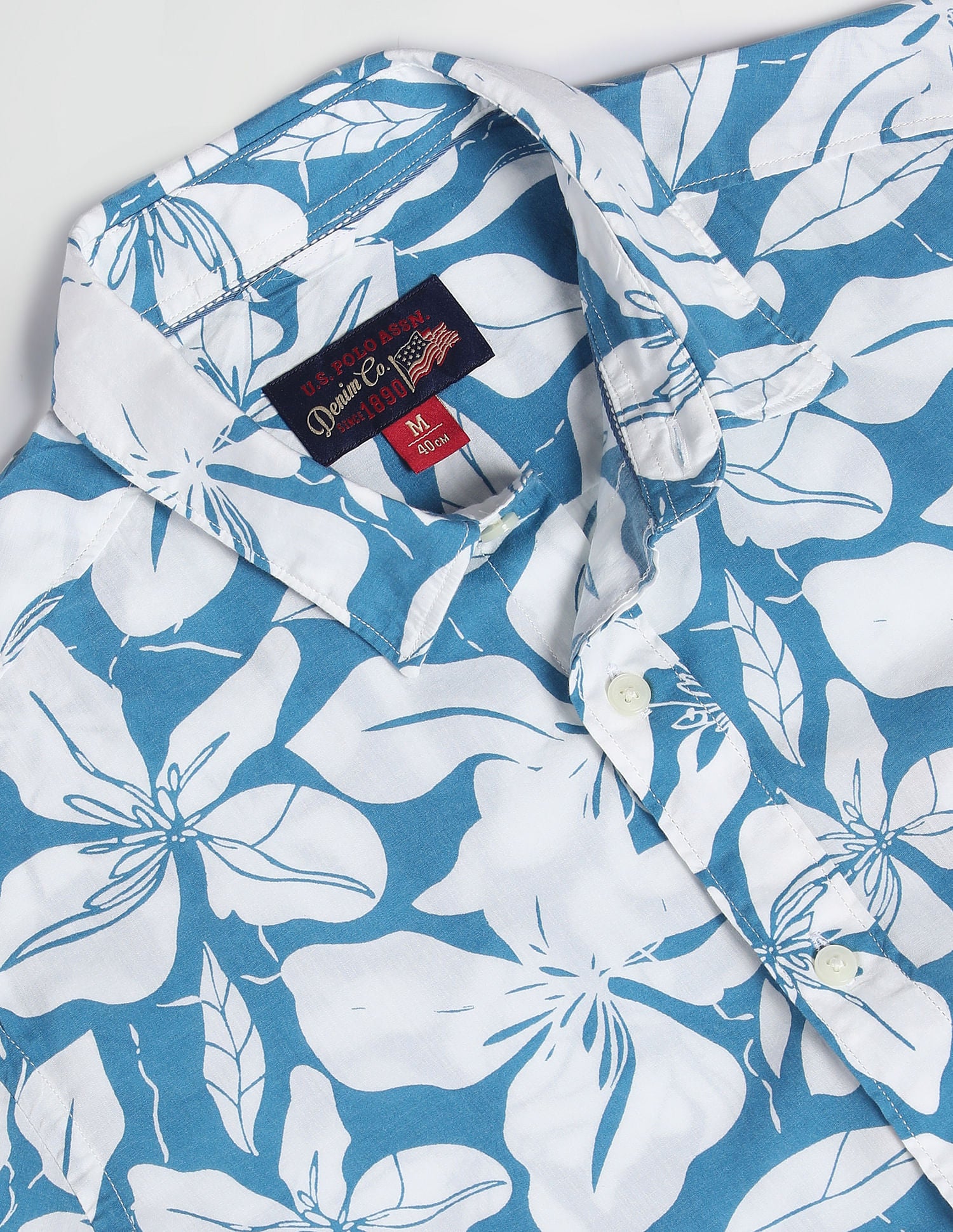 Floral Print Cotton Shirt Blue - U.S. Polo Assn. India | Large