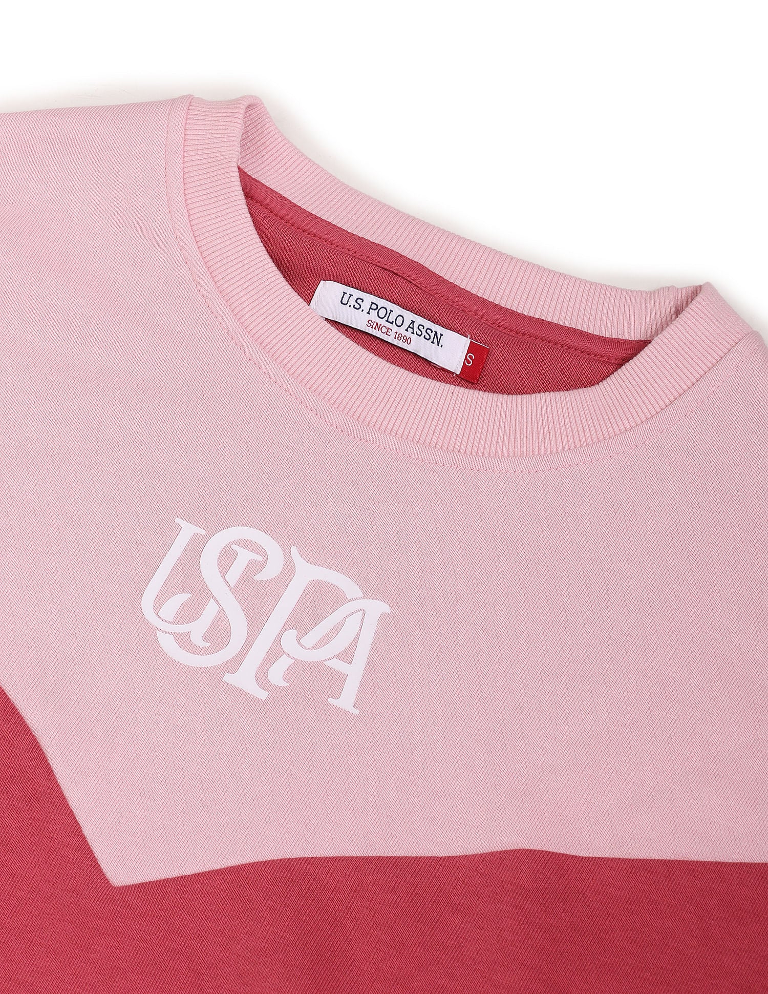 Crew Neck Colour Block Sweatshirt Mauve - U.S. Polo Assn. India | Large