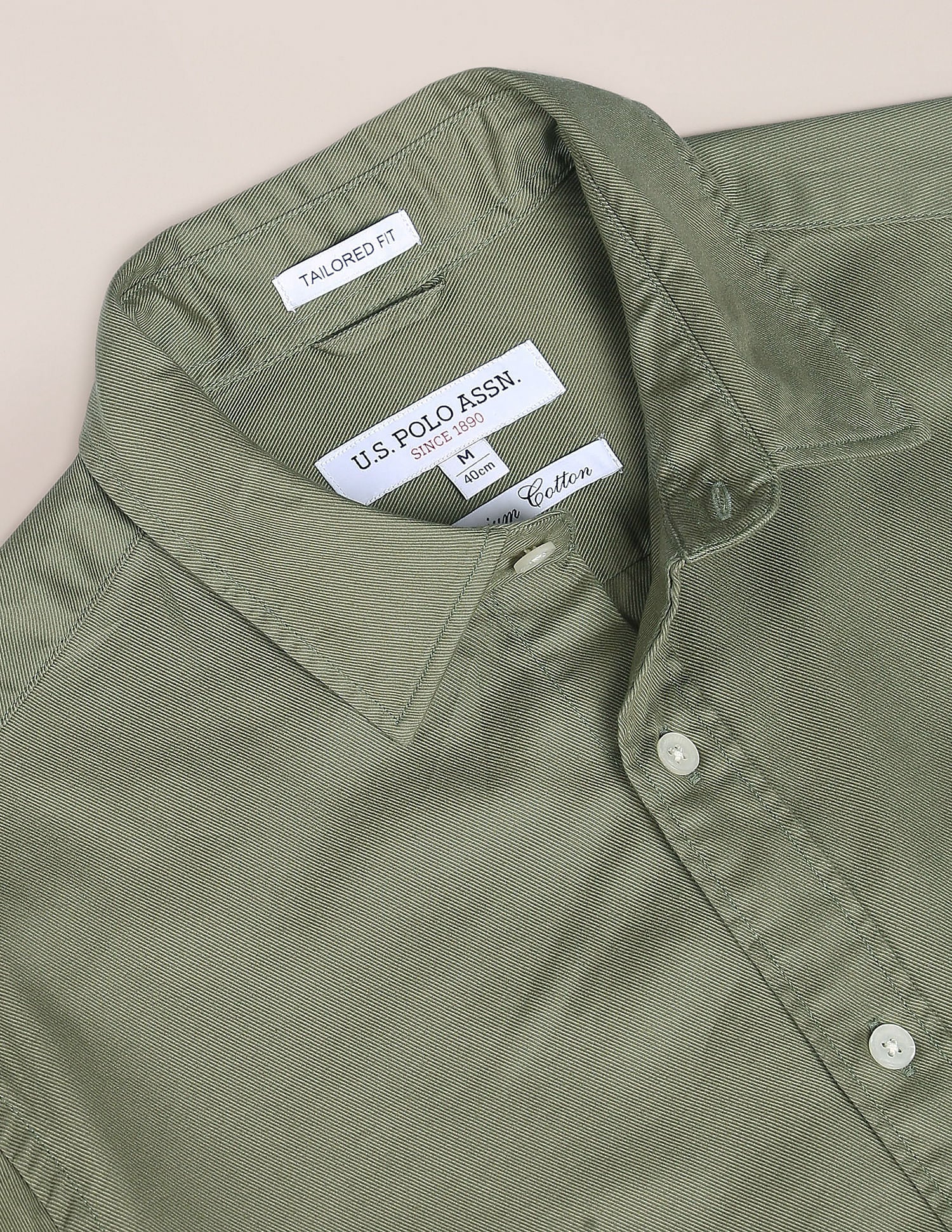 Solid Twill Casual Shirt Olive - U.S. Polo Assn. India | Large