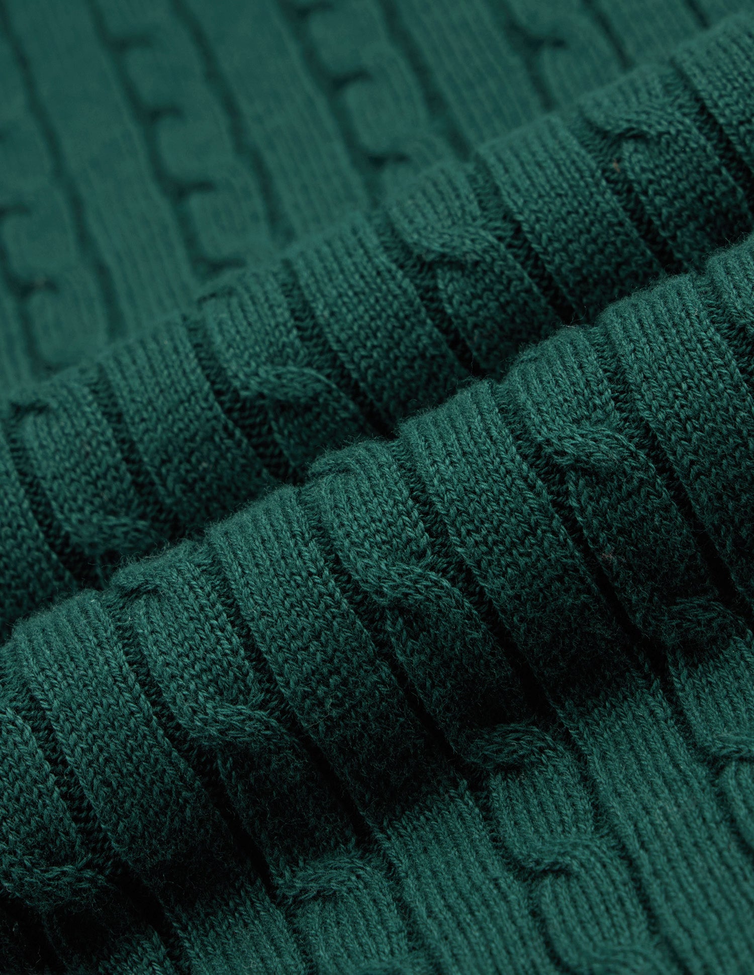 Cable Patterned Knit Regular Fit Half Zip Sweater Dark Green - U.S. Polo Assn. India | Large
