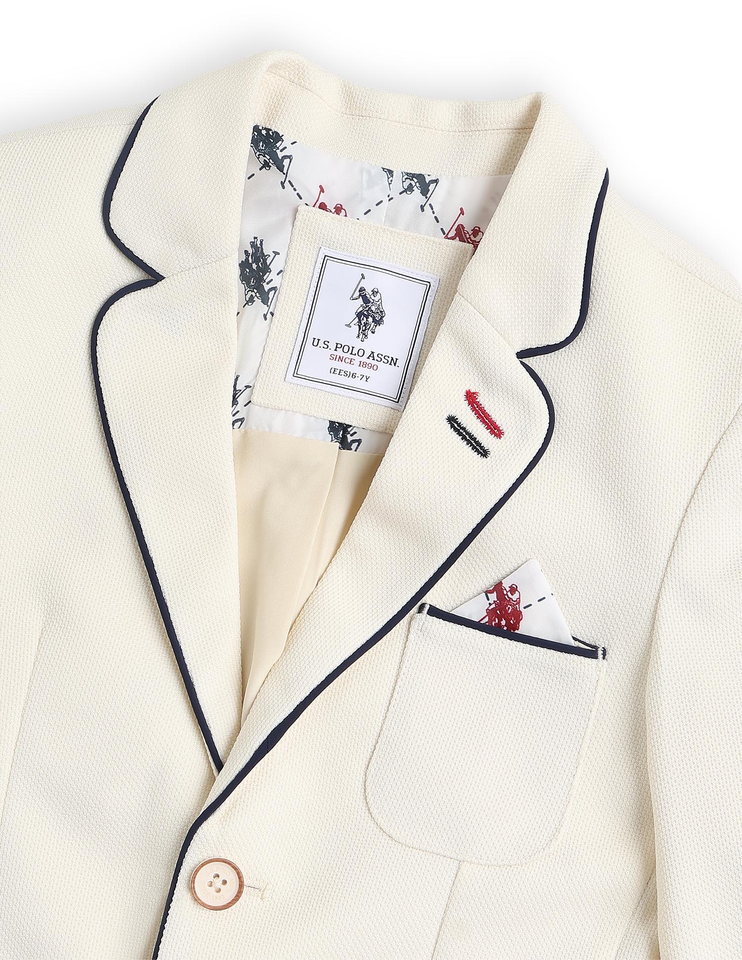 Boys Smart Casual Regular Fit Blazer Off White - U.S. POLO ASSN. | Large