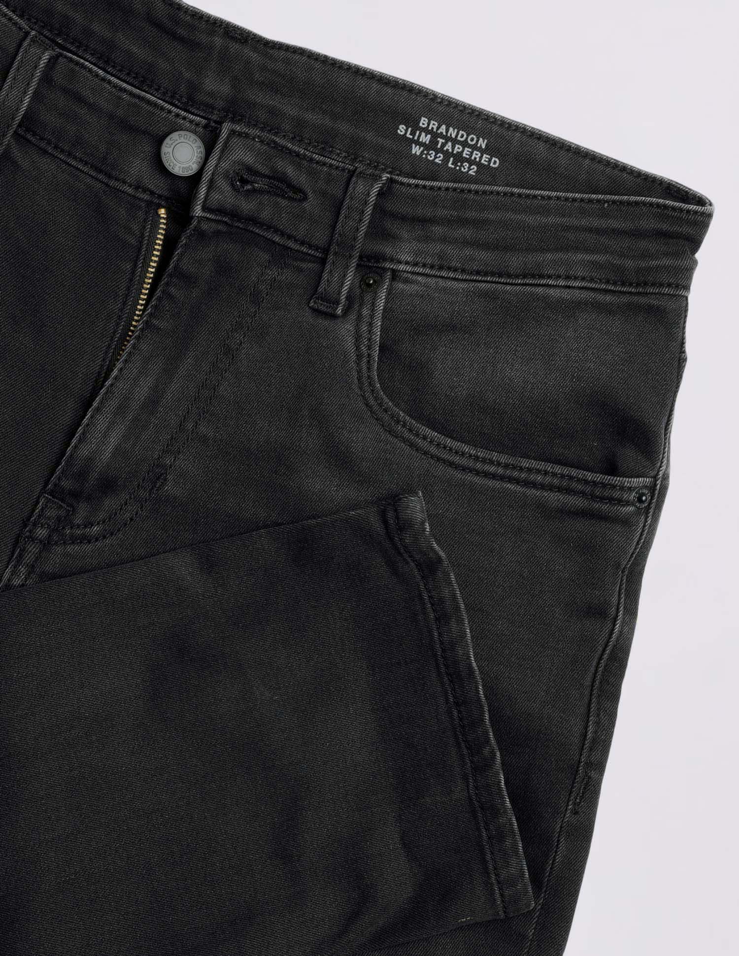 Brandon Slim Tapered Fit Black Jeans Black - U.S. POLO ASSN. | Large