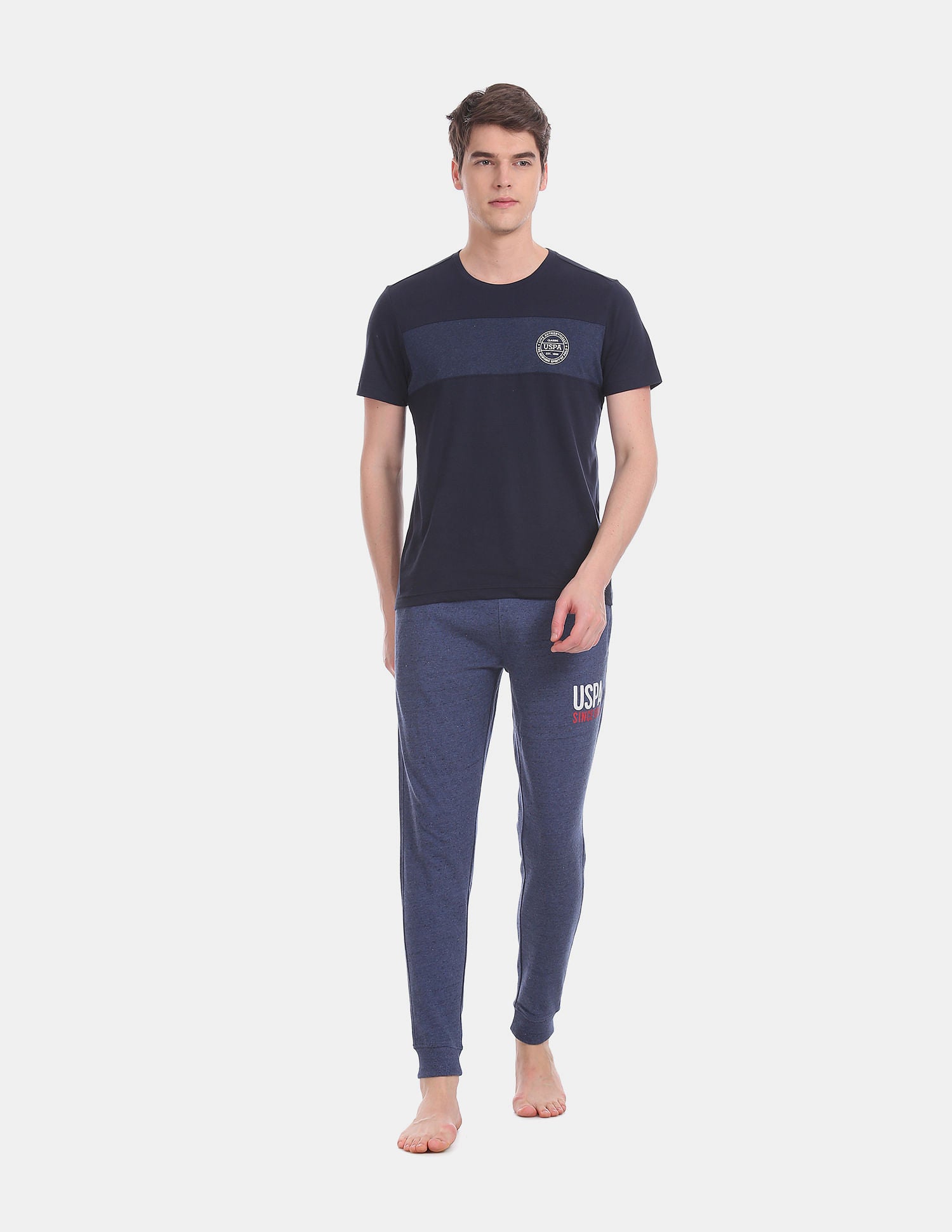 Drawstring Waist Mid Rise I603 Joggers - Pack Of 1 Blue - U.S. POLO ASSN. | Large