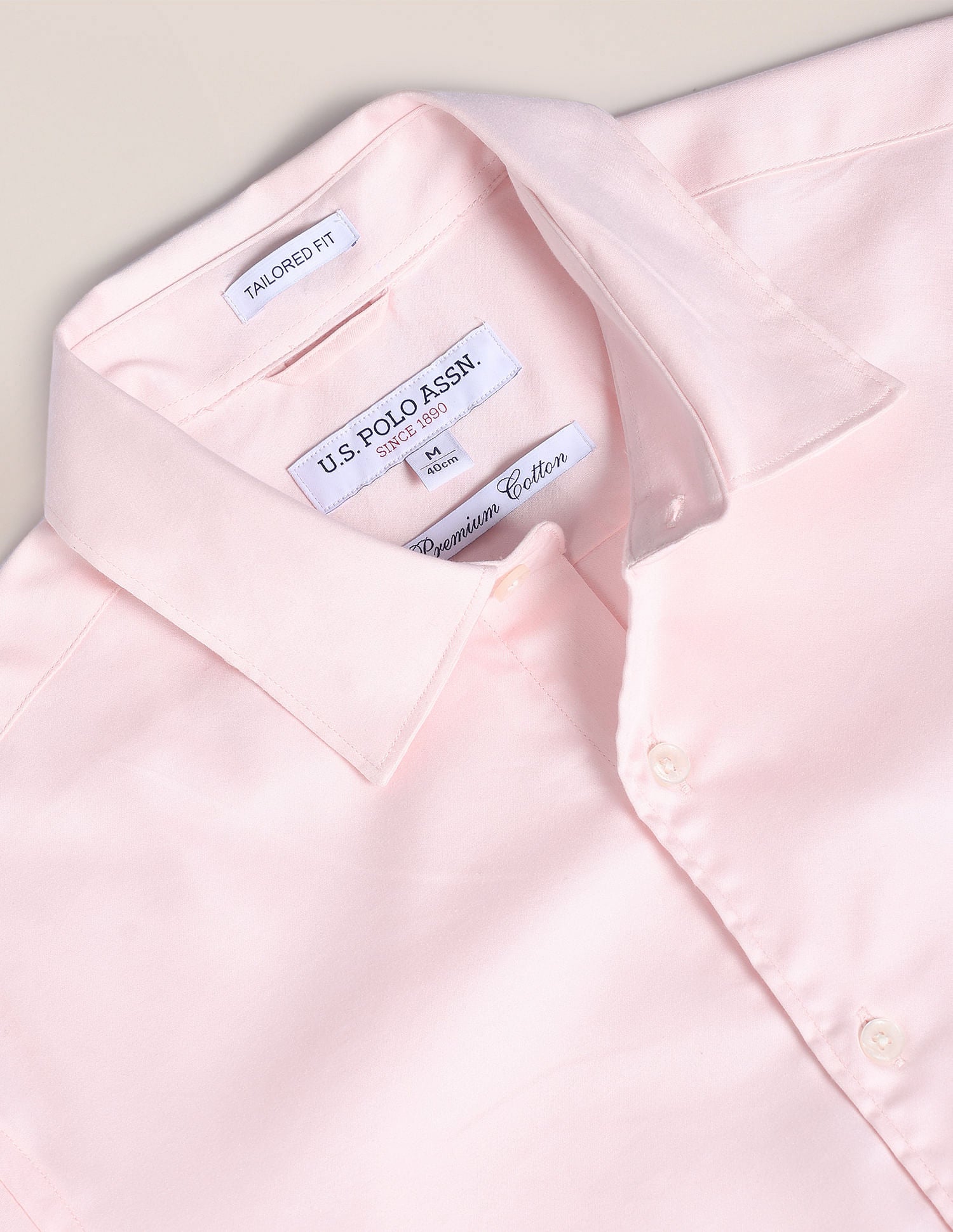 Solid Satin Shirt Light Pink - U.S. POLO ASSN. | Large