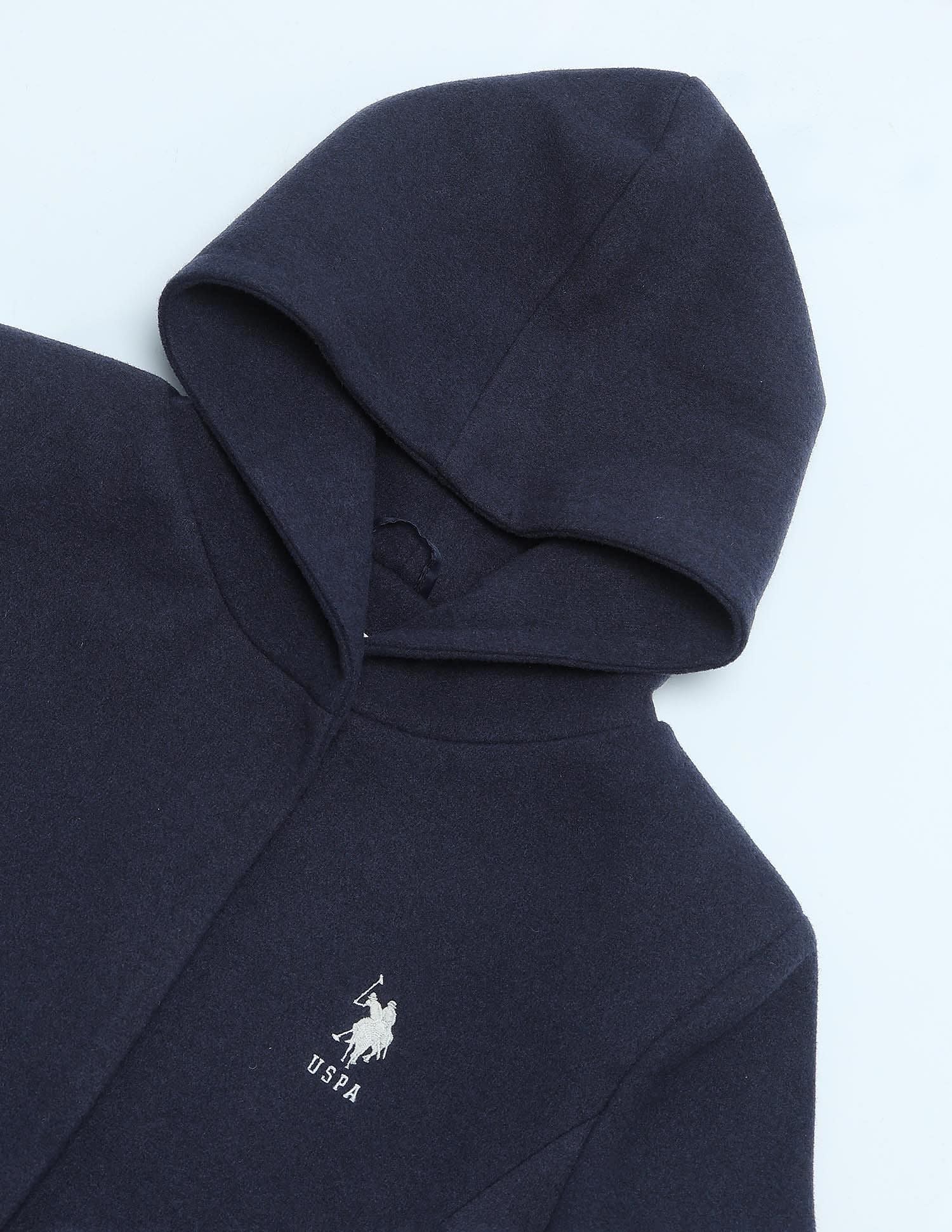 Longline Solid Hooded Jacket Navy - U.S. POLO ASSN. | Large
