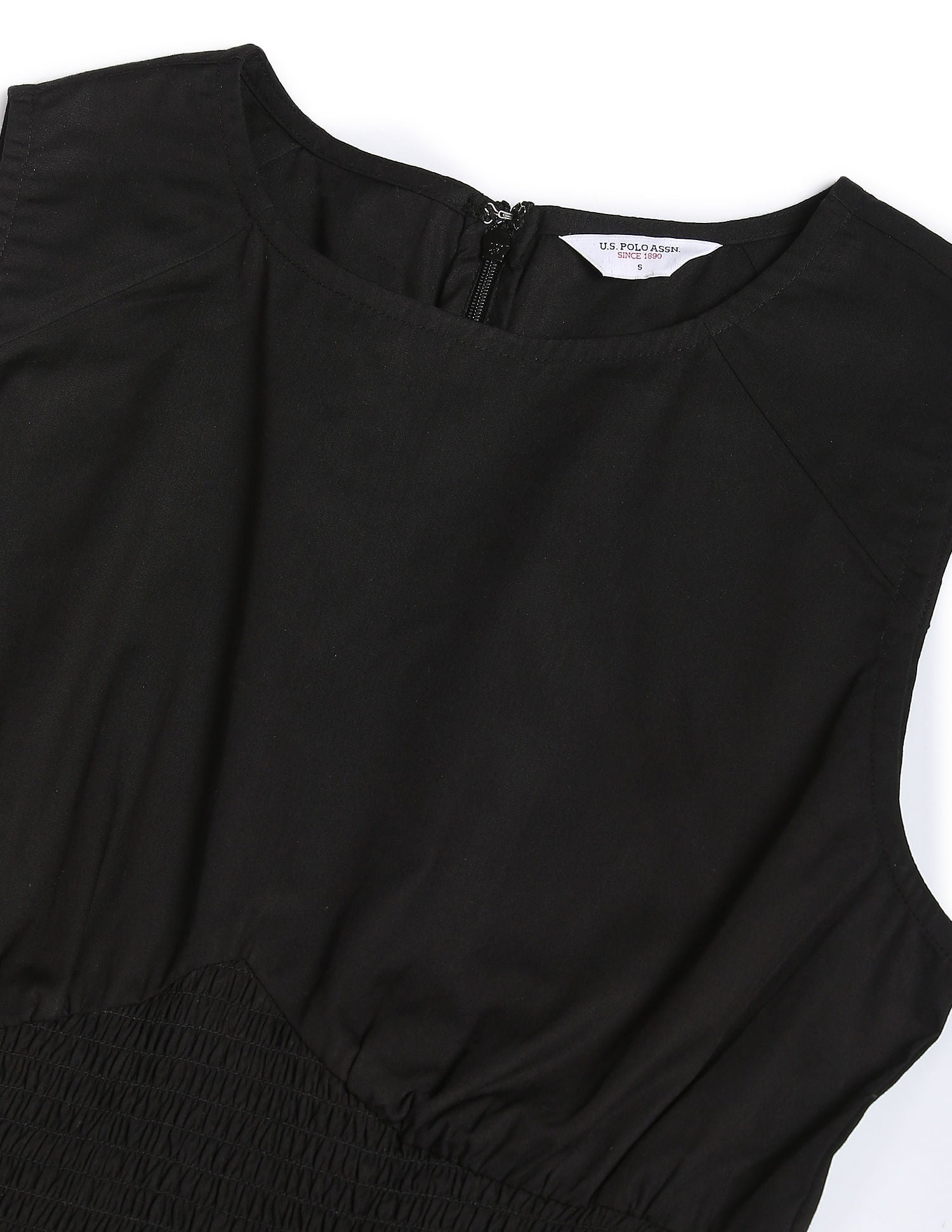 Boat Neck Cotton Fit And Flare Dress Black - U.S. POLO ASSN. | Large