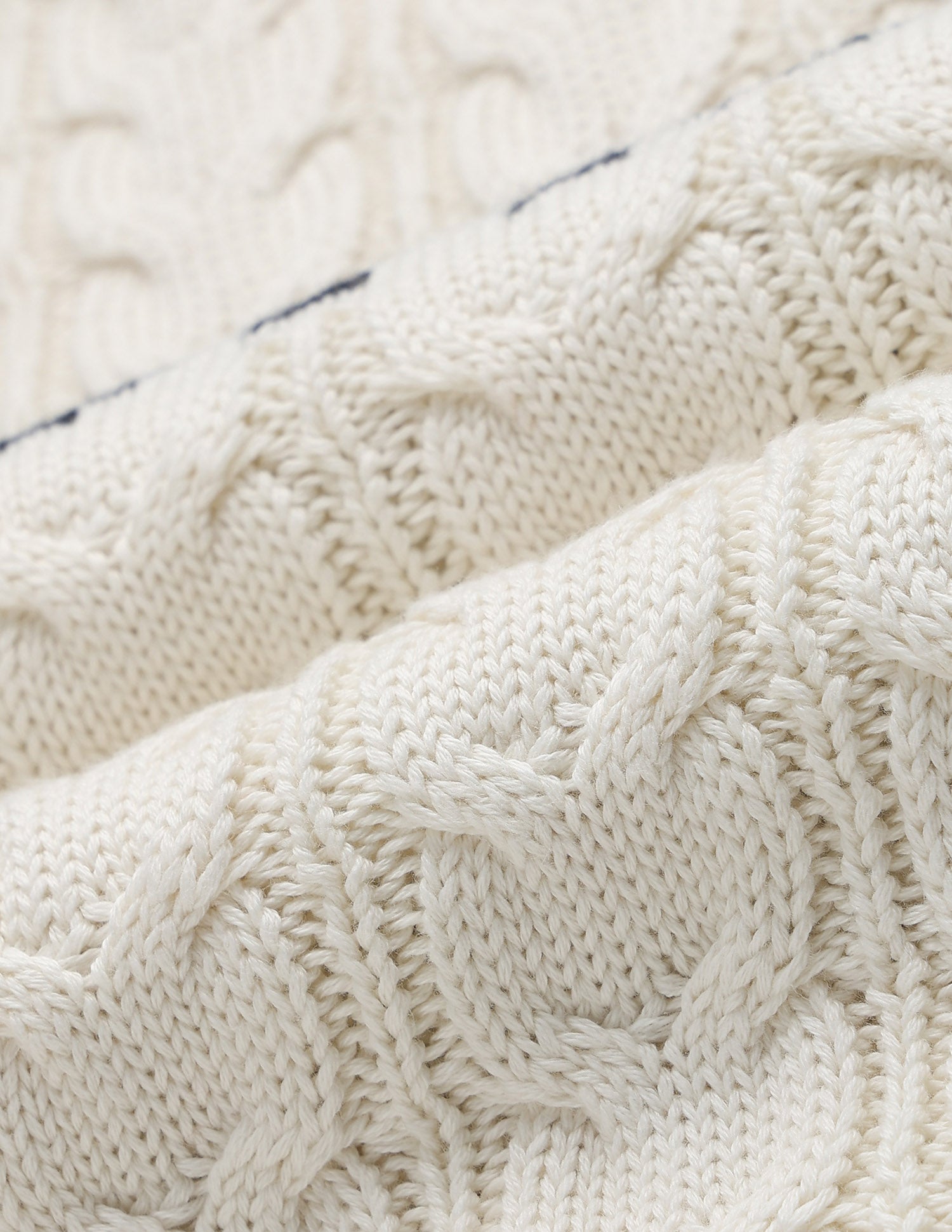 Boys Cable Knit Logo Regular Fit Sweater Off White - U.S. Polo Assn. India | Large