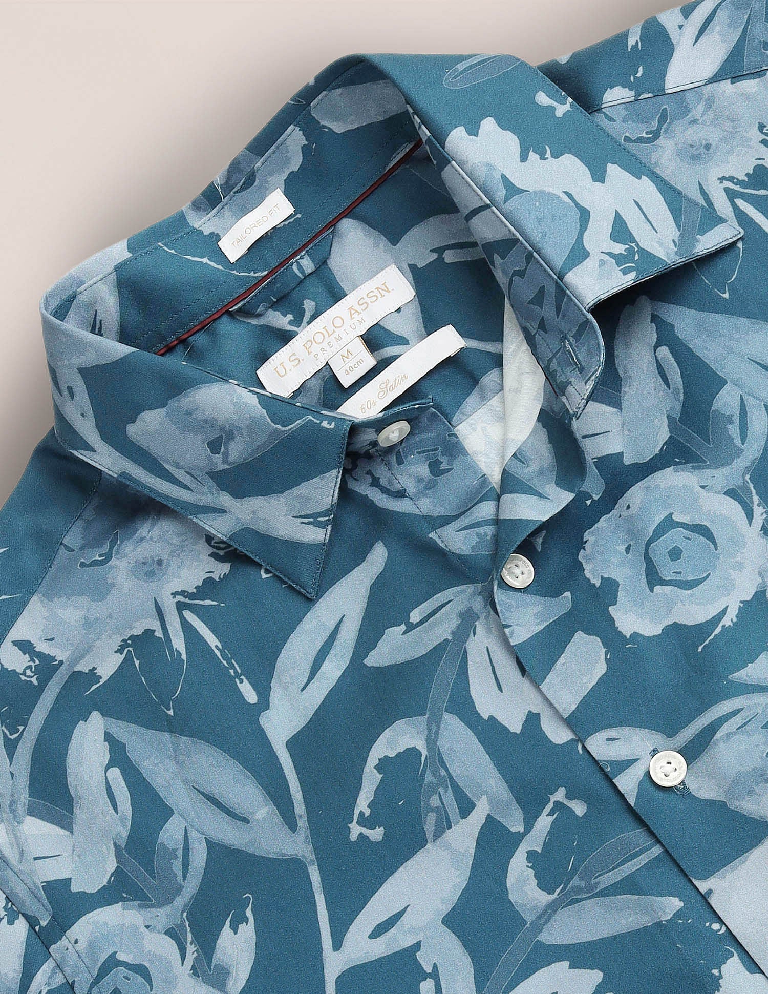Floral Print Tailored Fit Shirt Blue - U.S. Polo Assn. India | Large