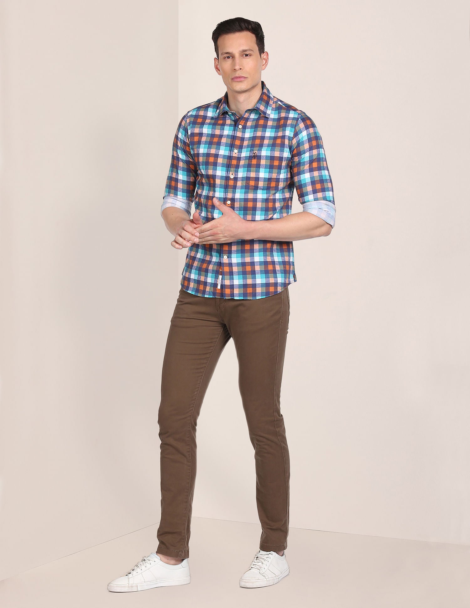 Cotton Check Casual Shirt Aqua - U.S. Polo Assn. India | Large