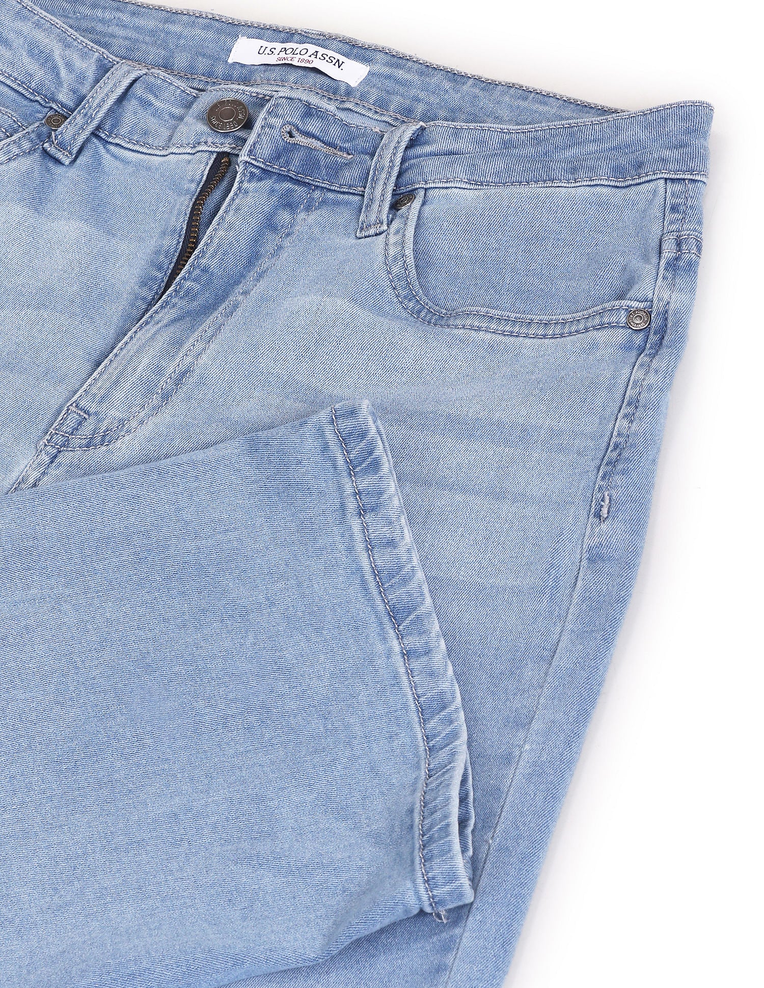 Mid Rise Stone Wash Wide Leg Jeans Blue - U.S. POLO ASSN. | Large