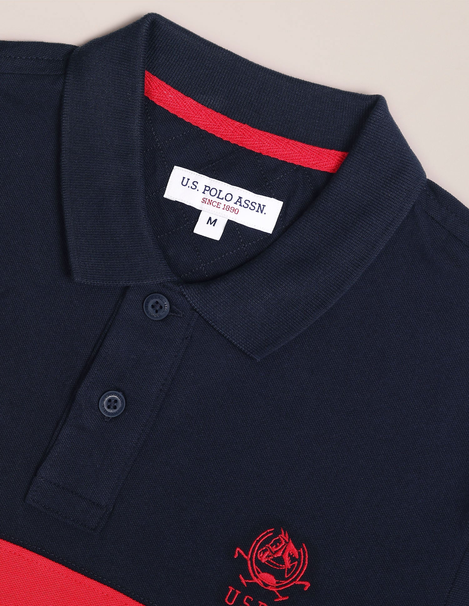 Colour Block Cotton Polo Shirt Navy - U.S. Polo Assn. India | Large