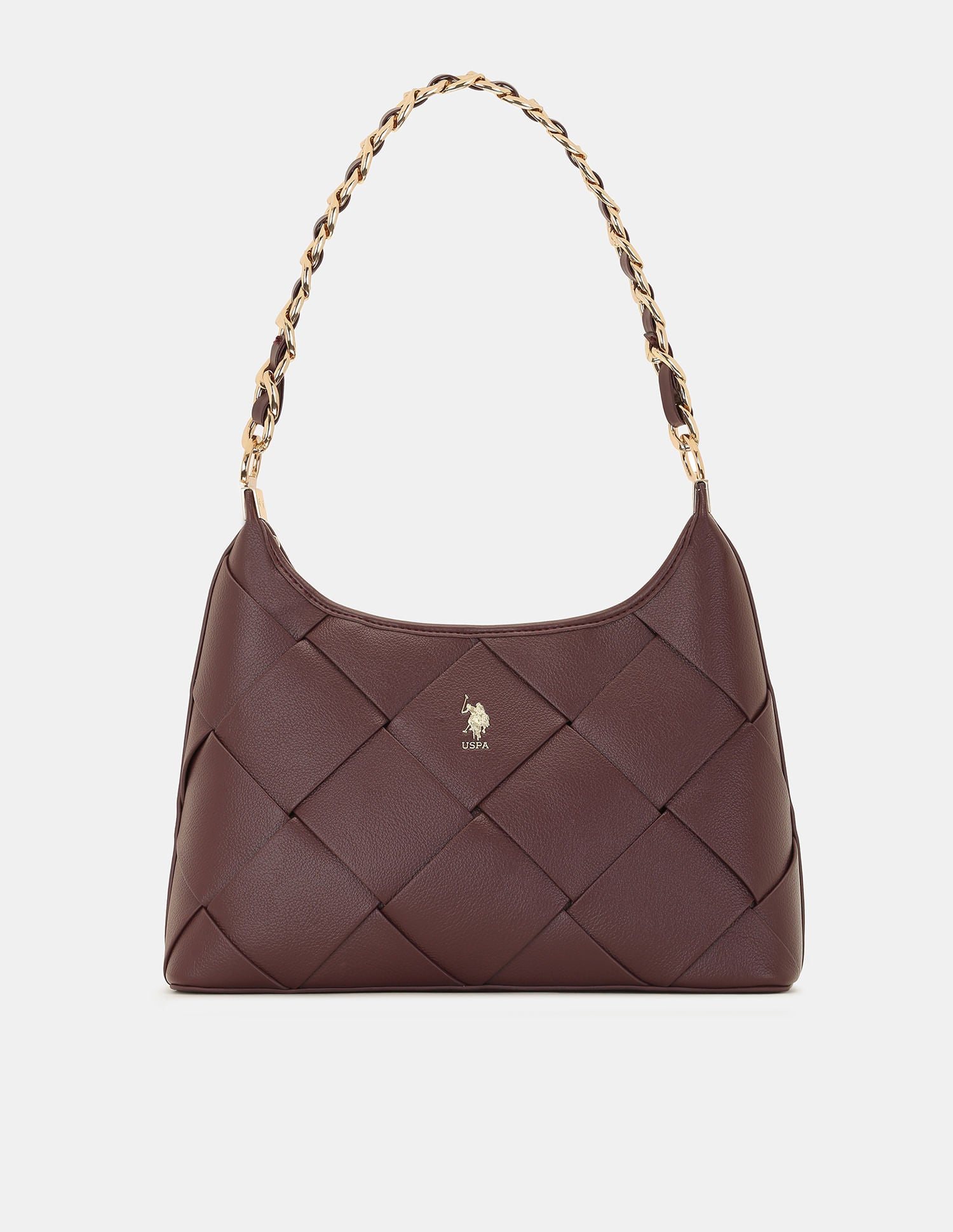 Women Babie Shoulder Bag with Woven Texture Burgundy - U.S. POLO ASSN. | Large