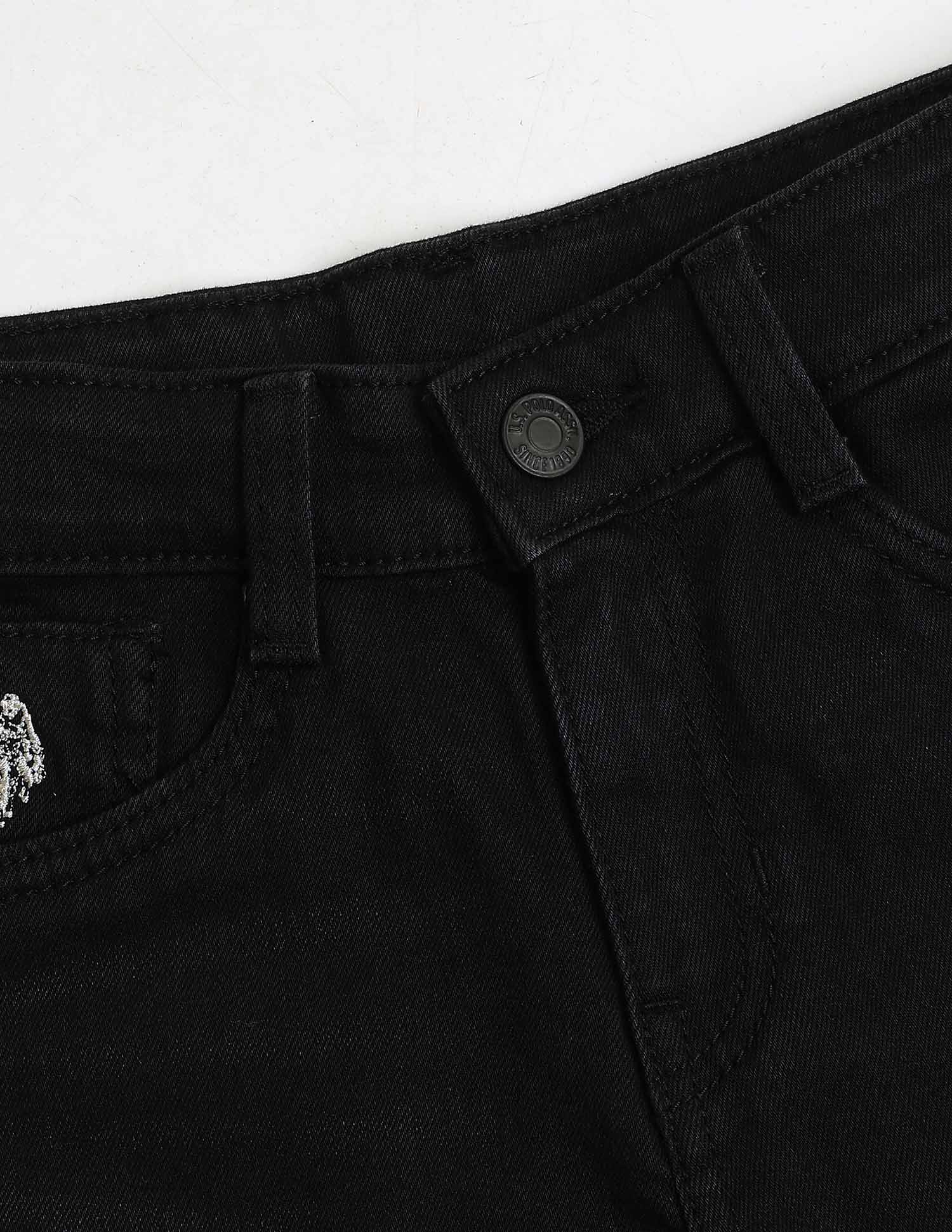 Boys Regular Fit Solid Shorts Black - U.S. Polo Assn. India | Large