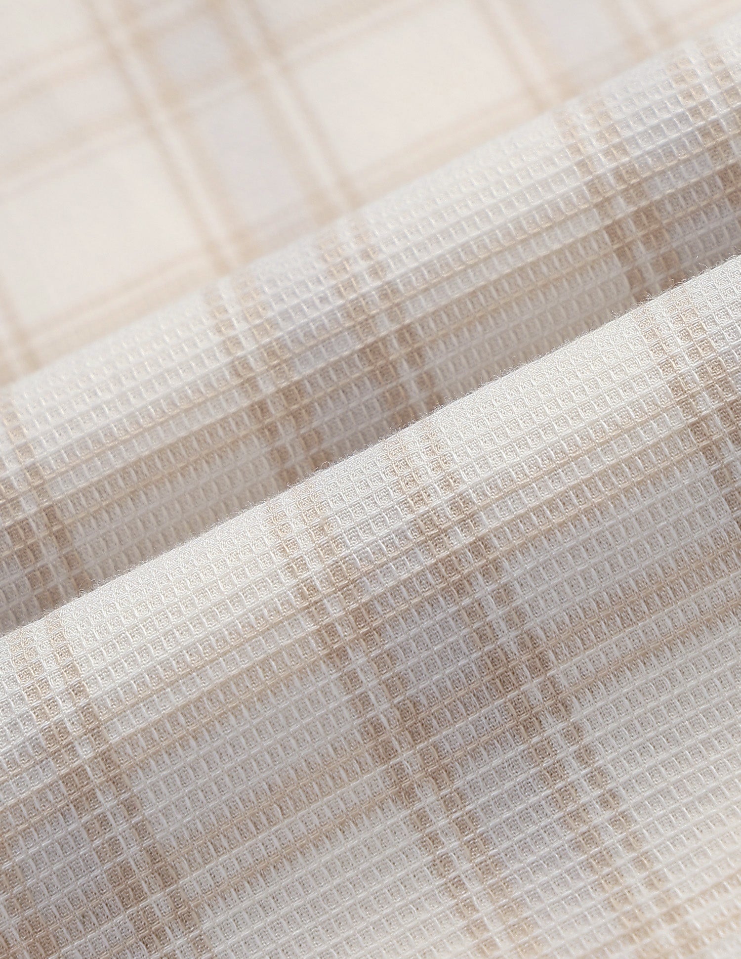 Textured With Tartan Checked Regular Fit Shirt Beige - U.S. Polo Assn. India | Large