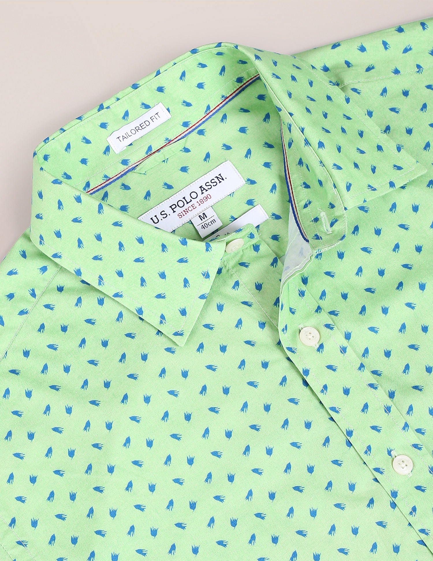 Graphic Print Cotton Shirt Light Green - U.S. Polo Assn. India | Large