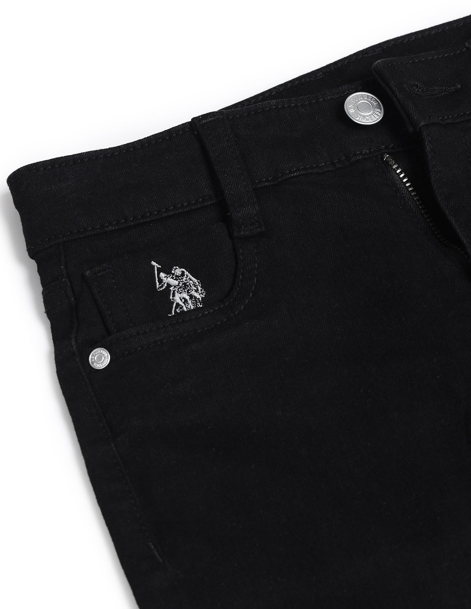 Girls Cotton Slim Fit Jeans Black - U.S. POLO ASSN. | Large