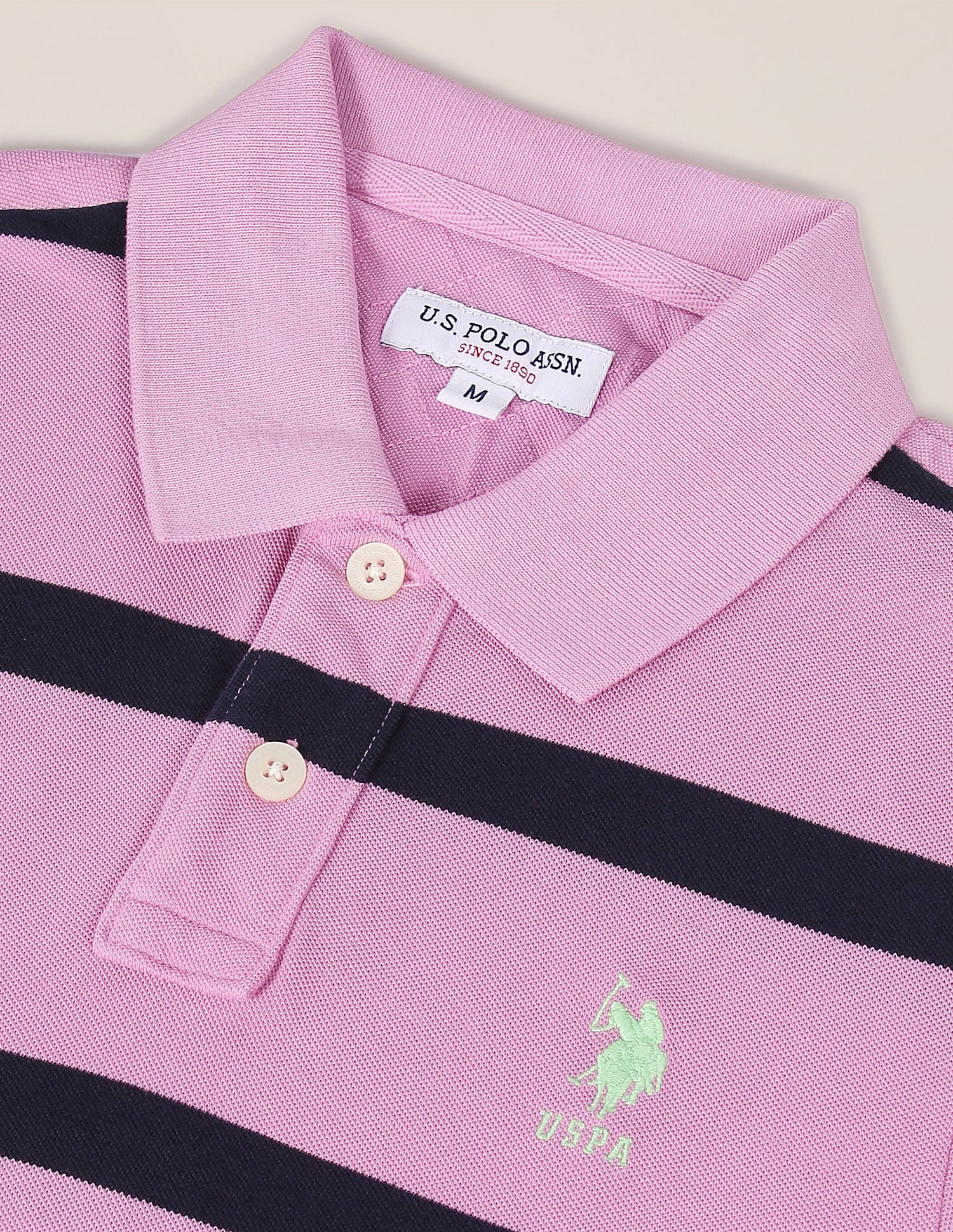 Striped Pique Polo Shirt Lilac - U.S. Polo Assn. India | Large