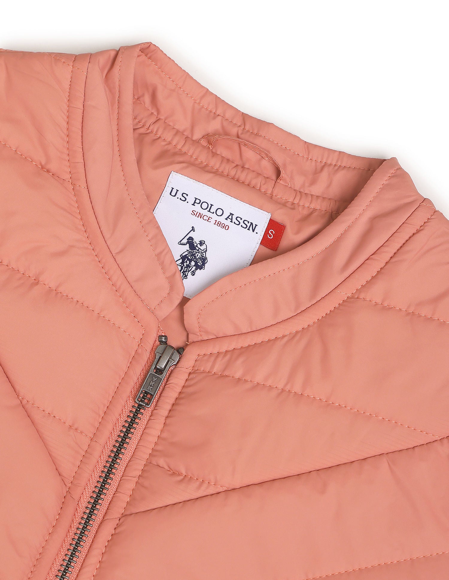 Stand Collar Solid Padded Crop Jacket Light Pink - U.S. POLO ASSN. | Large