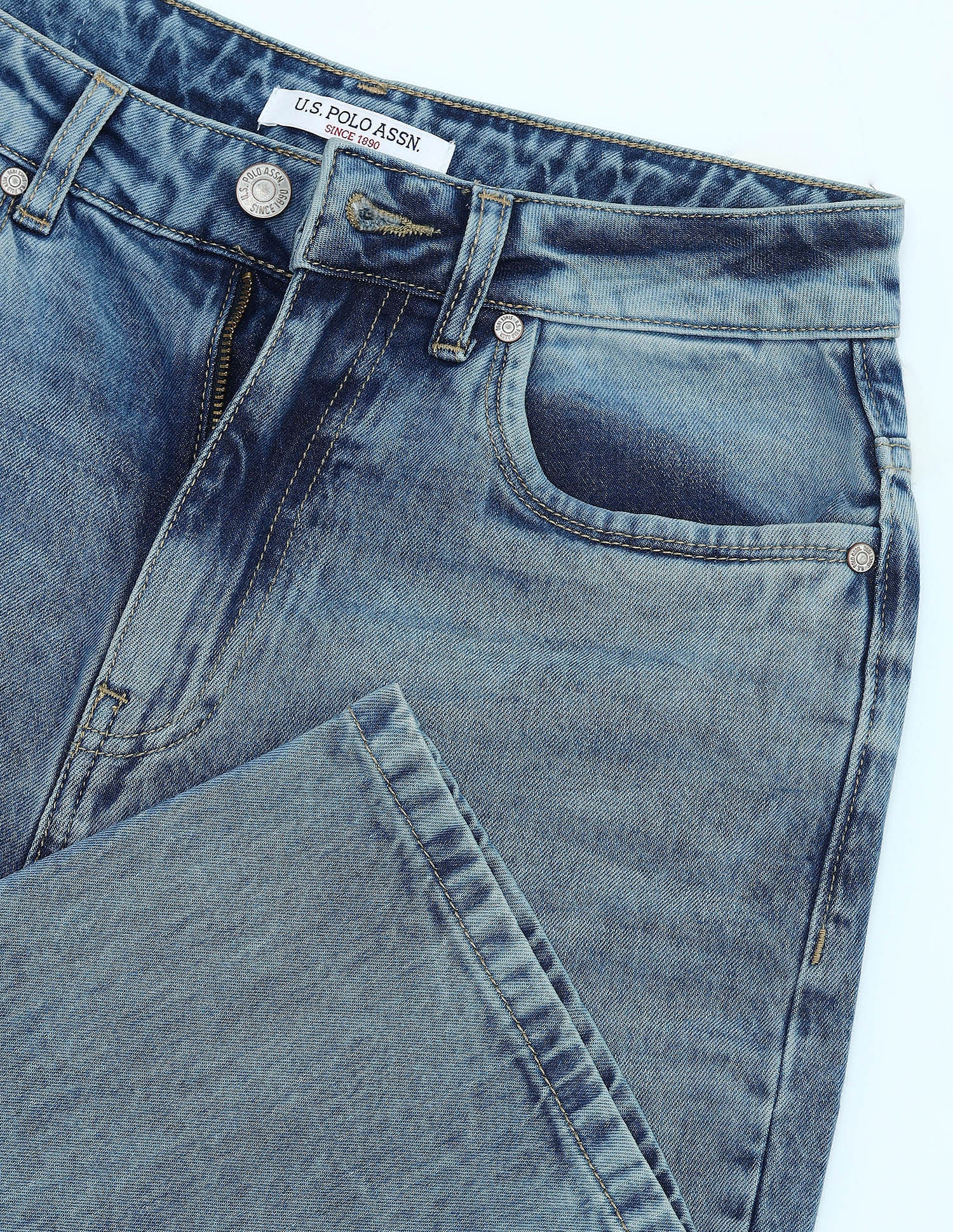 High Rise Straight Fit Jeans Light Blue - U.S. POLO ASSN. | Large