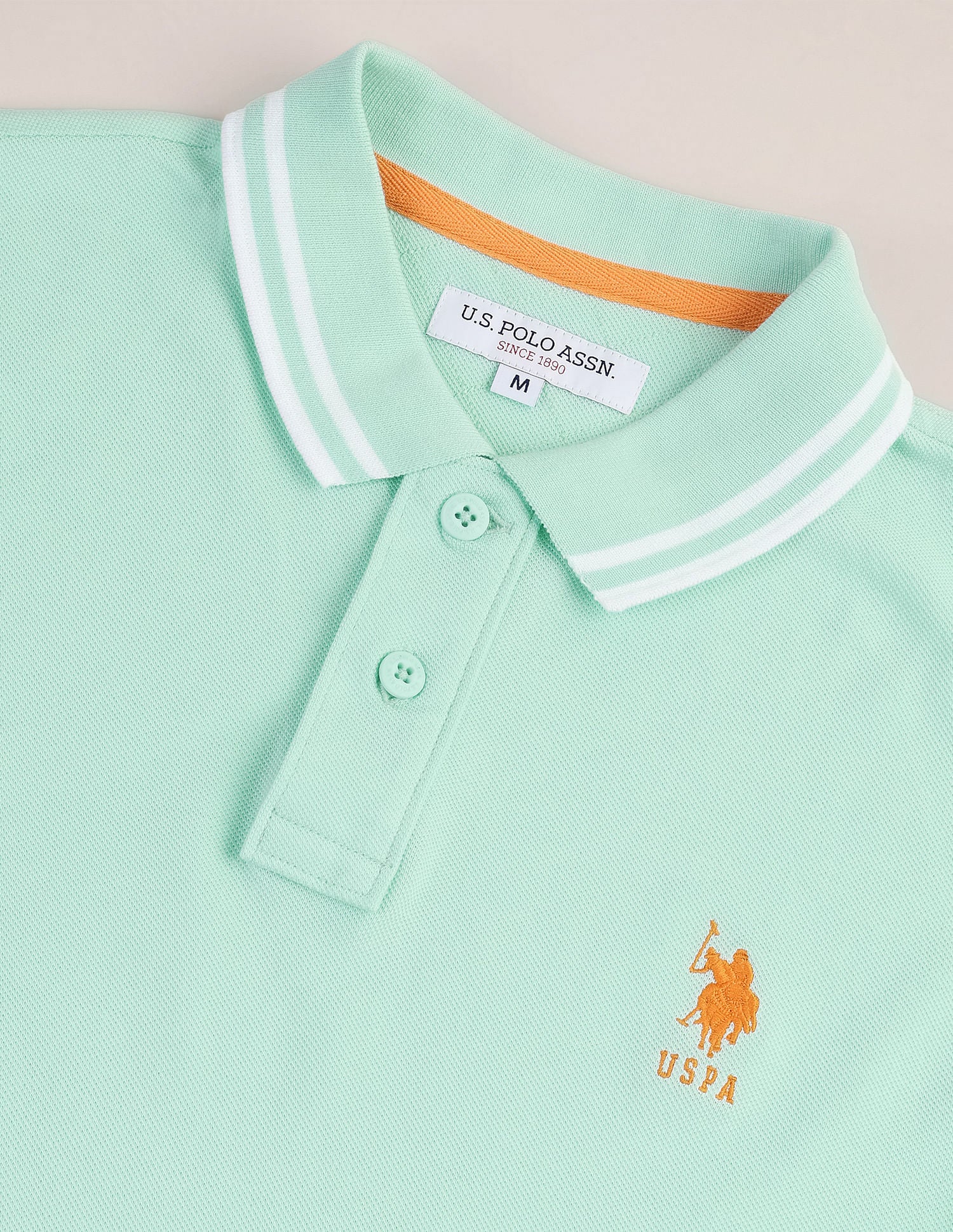 Slim Fit Pure Cotton Polo Shirt Aqua - U.S. POLO ASSN. | Large