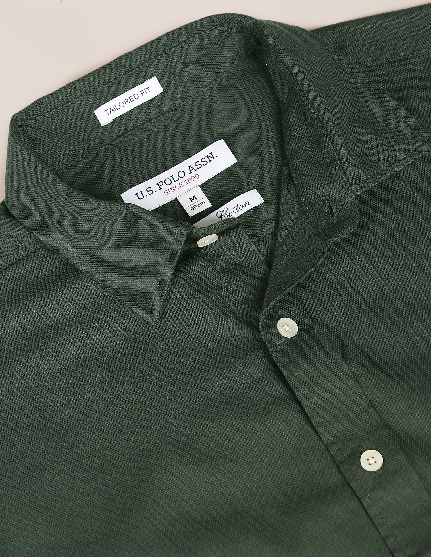 Solid Tailored Fit Shirt Olive - U.S. Polo Assn. India | Large