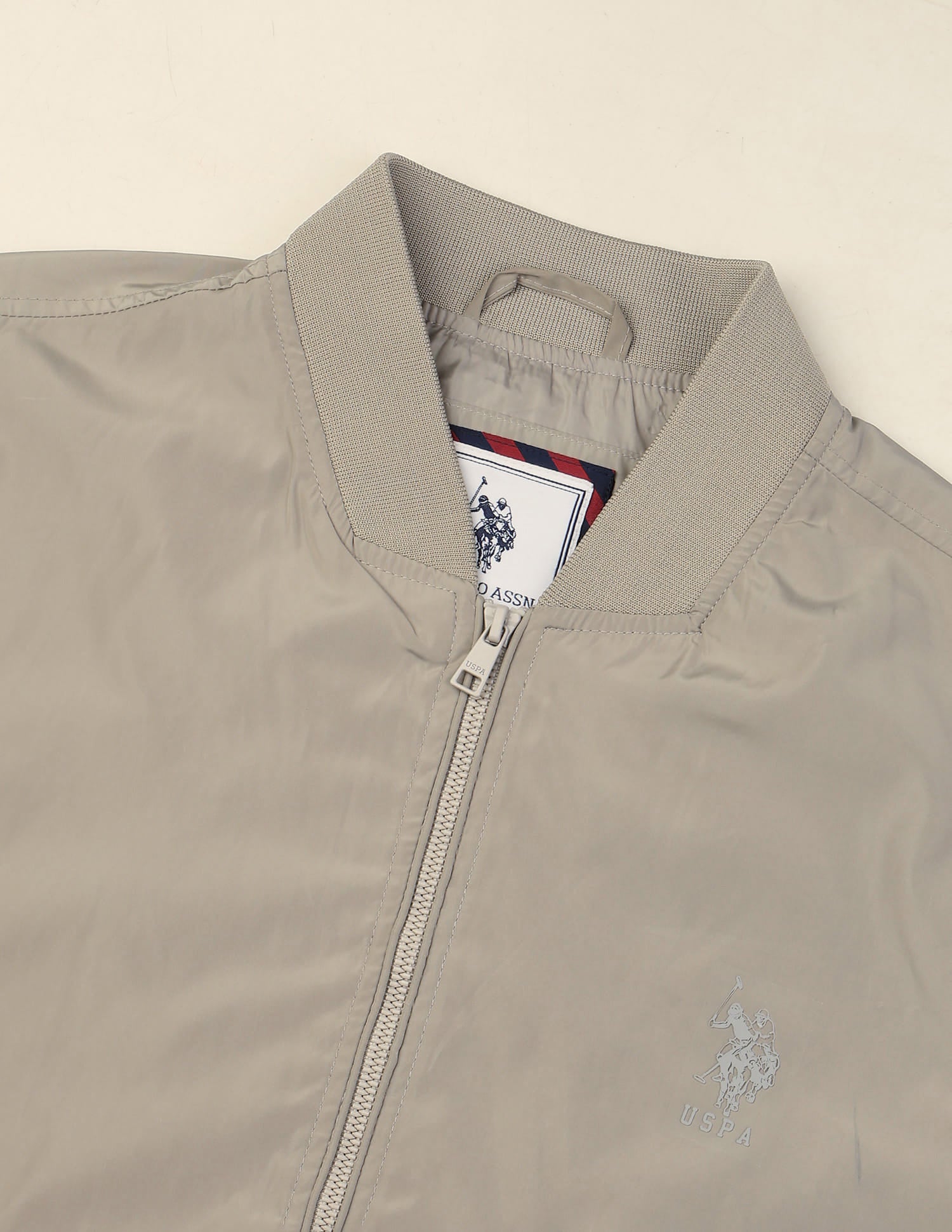 Solid Stand Collar Bomber Jacket Stone - U.S. Polo Assn. India | Large