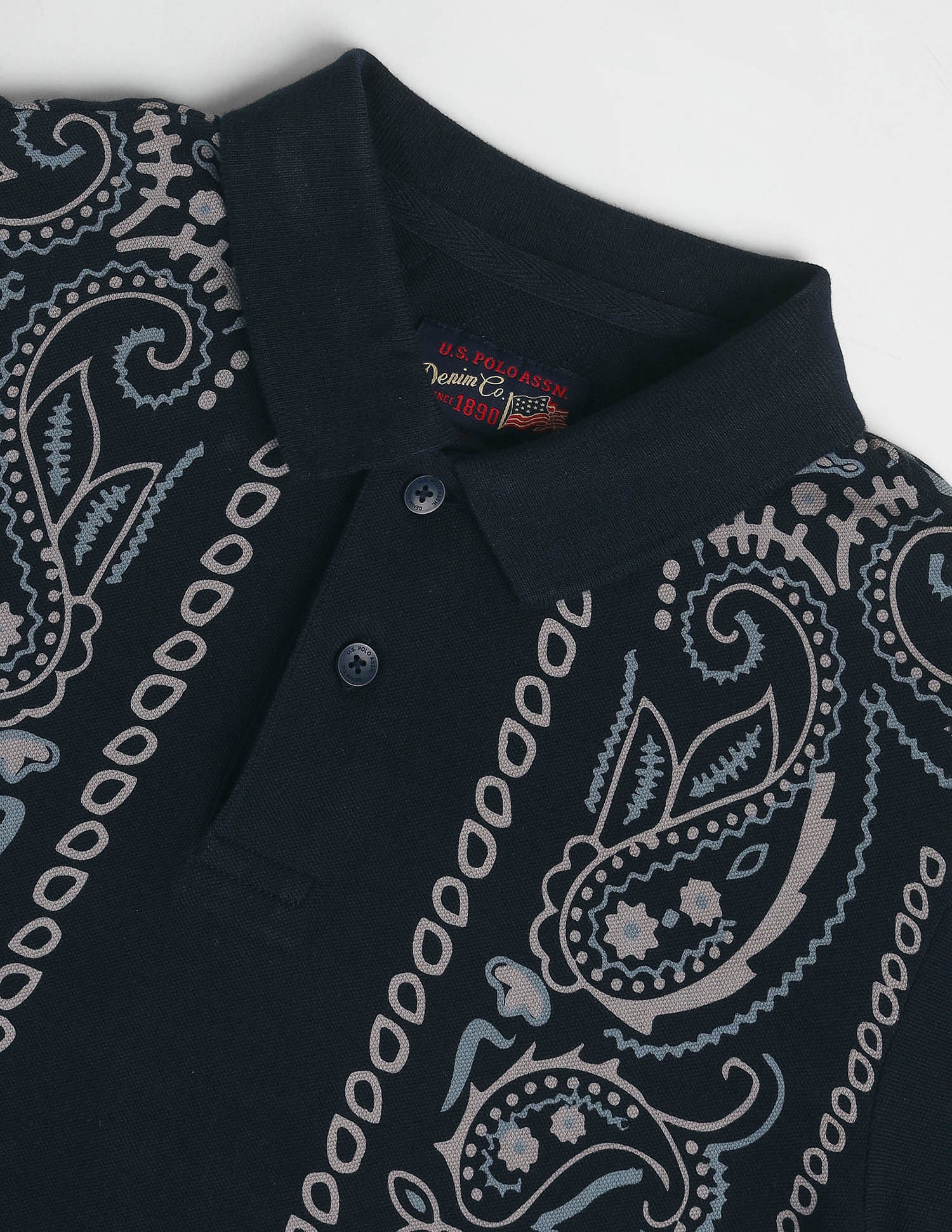 Muscle Fit Paisley Polo Shirt Navy - U.S. Polo Assn. India | Large