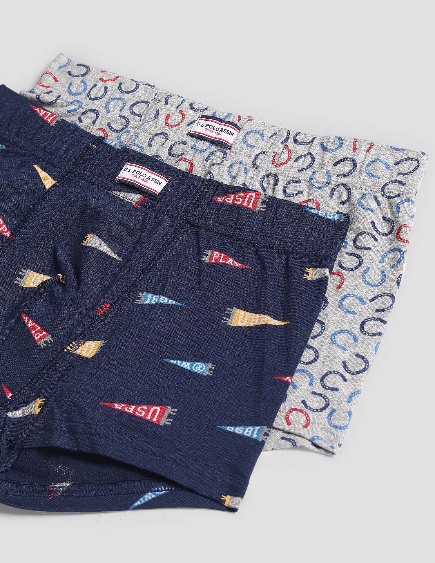 Mid Rise Cotton Spandex OKT01 Trunks - Pack Of 2 Navy and Grey - U.S. POLO ASSN. | Large
