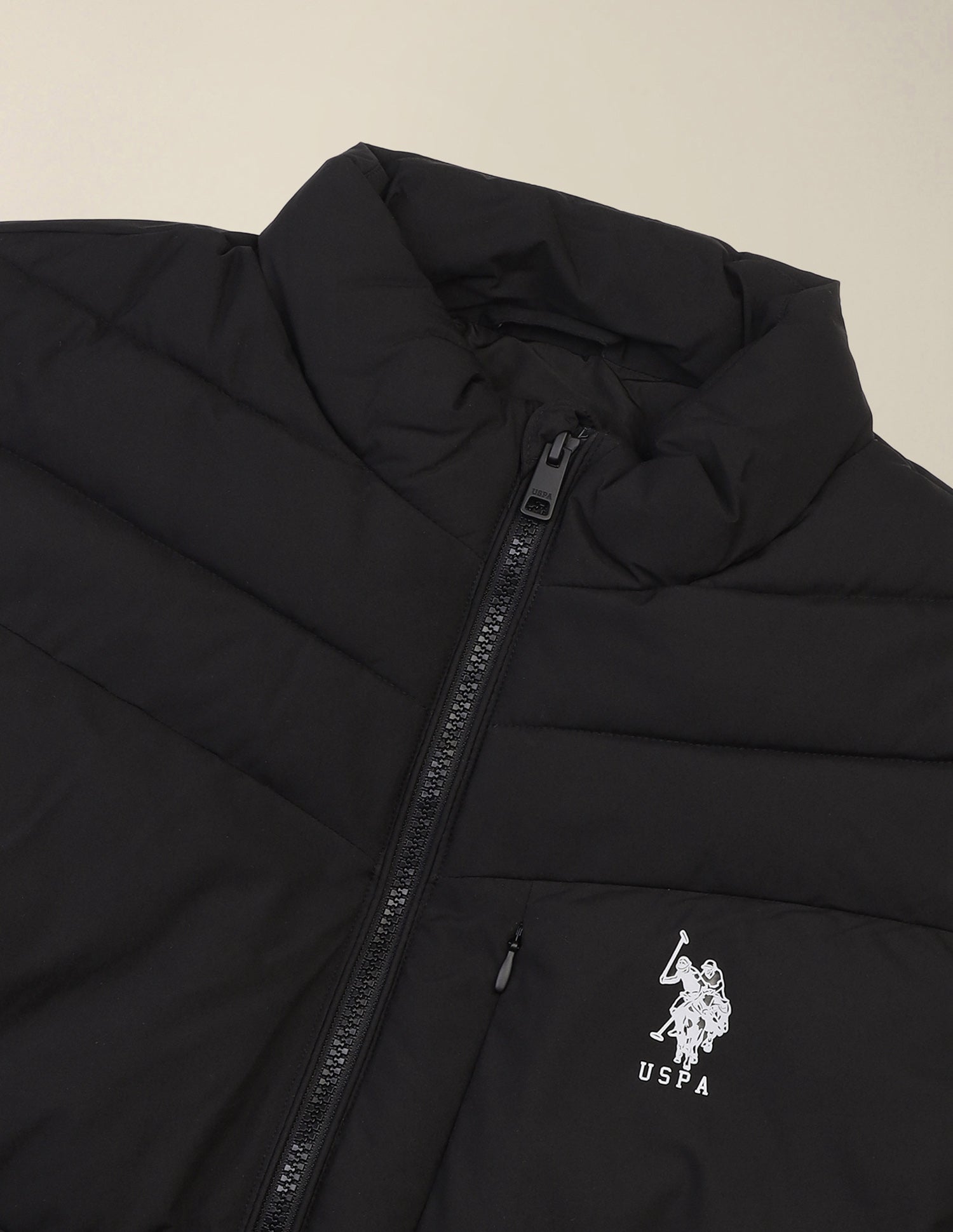 Solid Regular Fit Puffer Jacket Black - U.S. Polo Assn. India | Large