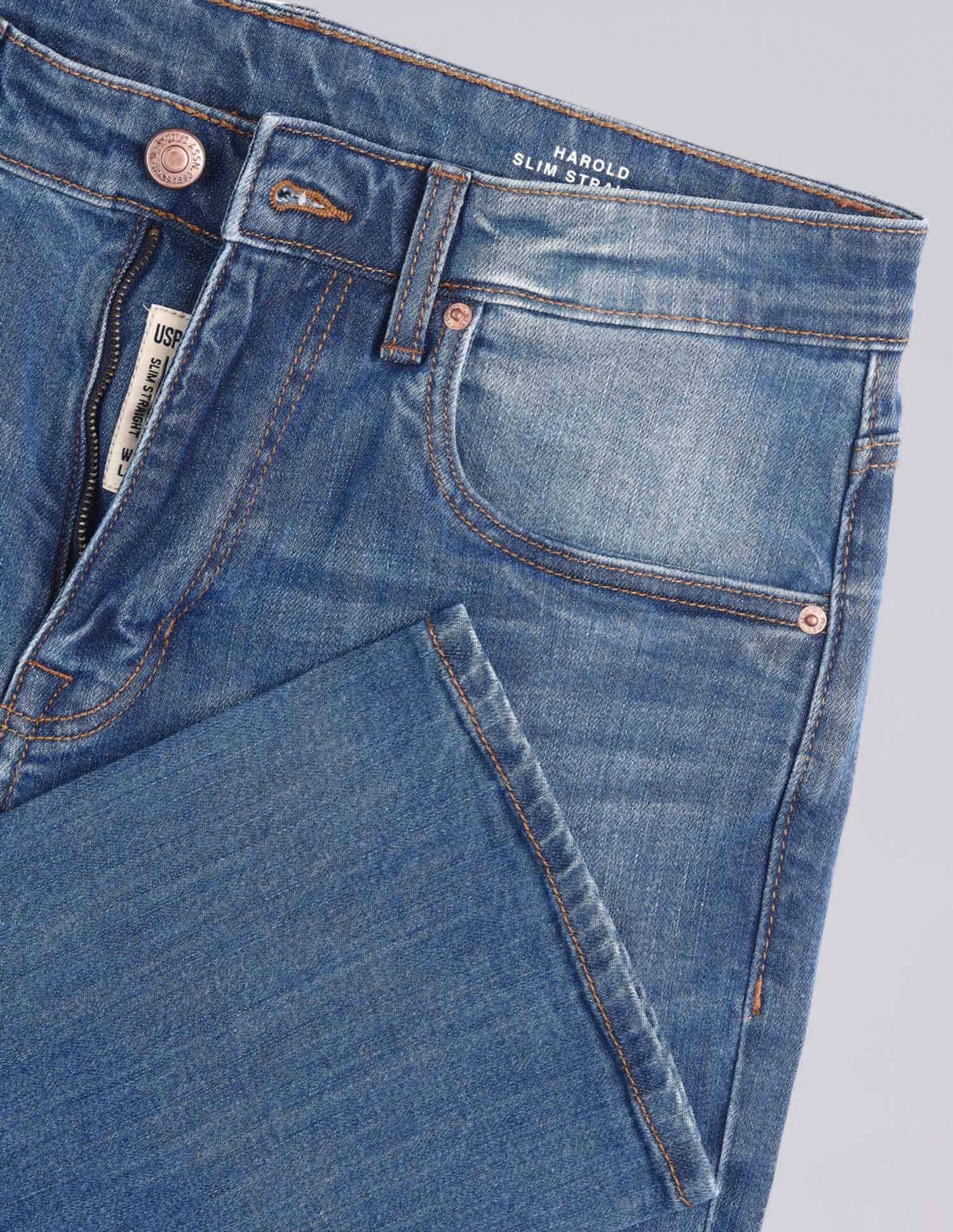 Harold Slim Straight Fit Blue Jeans Blue - U.S. POLO ASSN. | Large