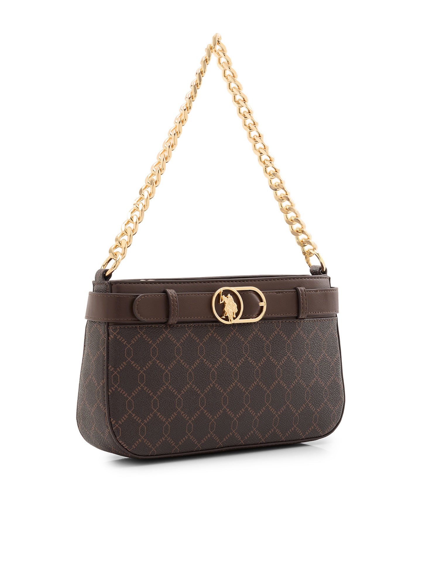 Corina Brand Printed Shoulder Bag Dark Brown - U.S. Polo Assn. India | Large