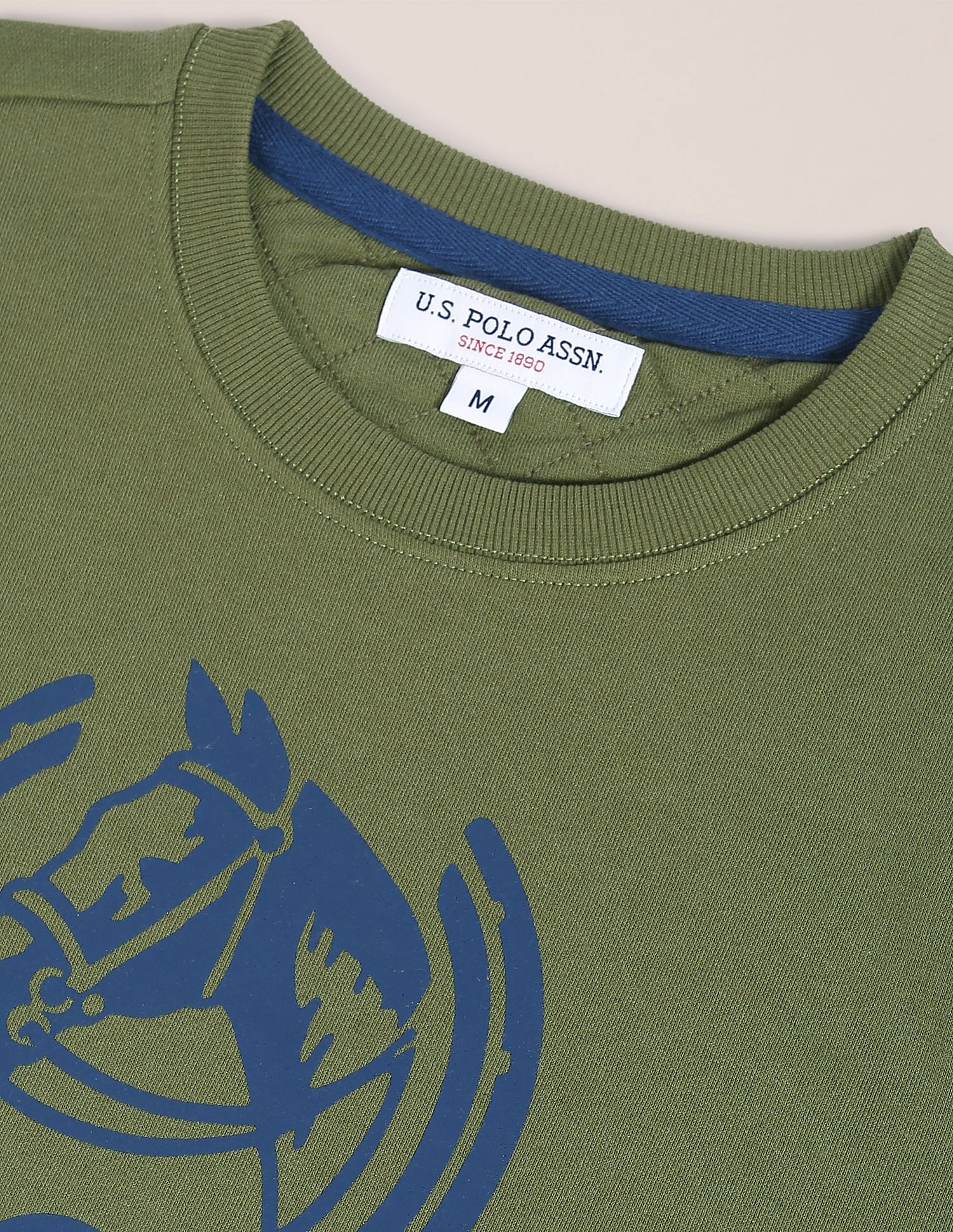 Crew Neck Brand Print Sweatshirt Olive - U.S. POLO ASSN. | Large