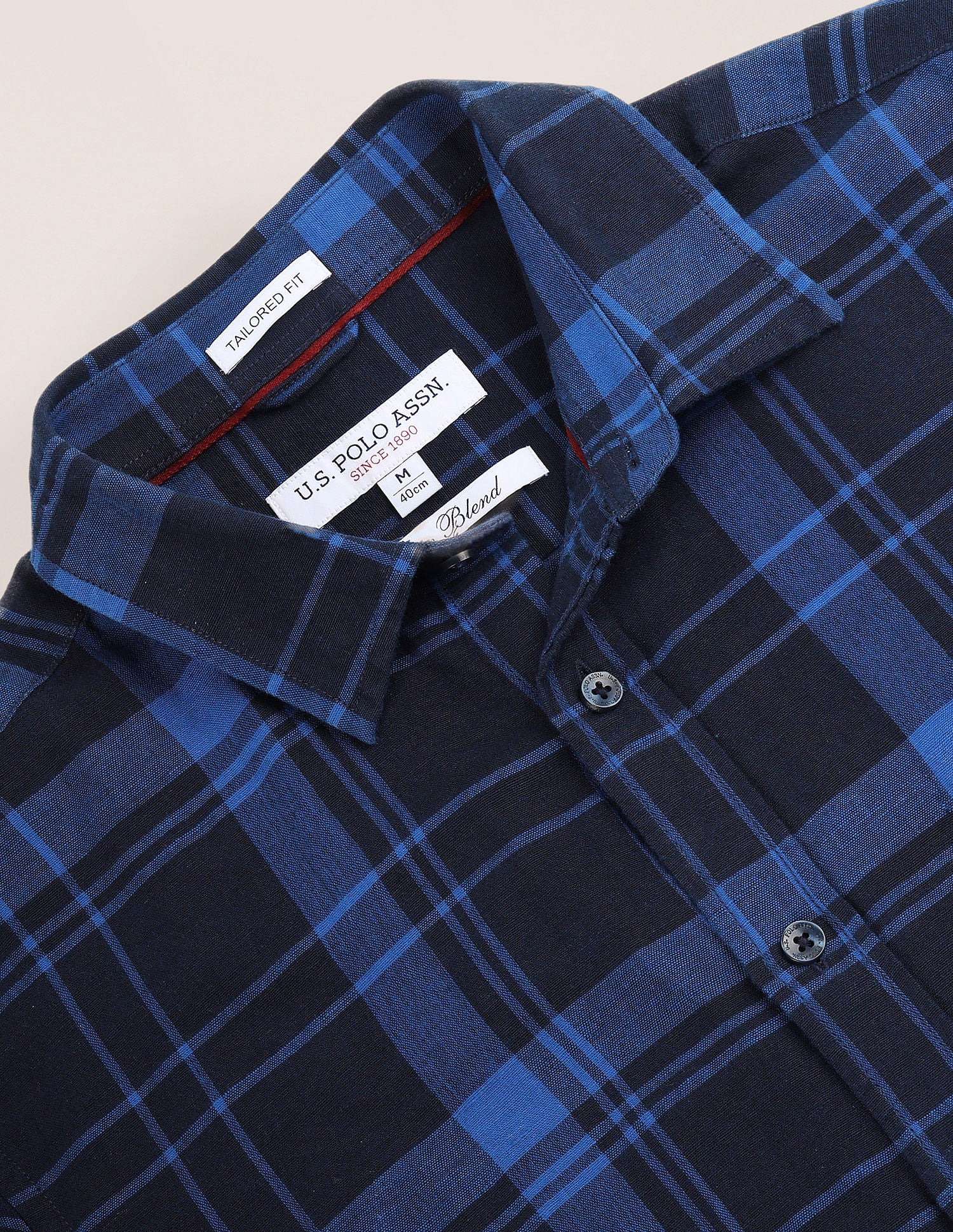 Tartan Check Linen Blend Shirt Navy - U.S. Polo Assn. India | Large