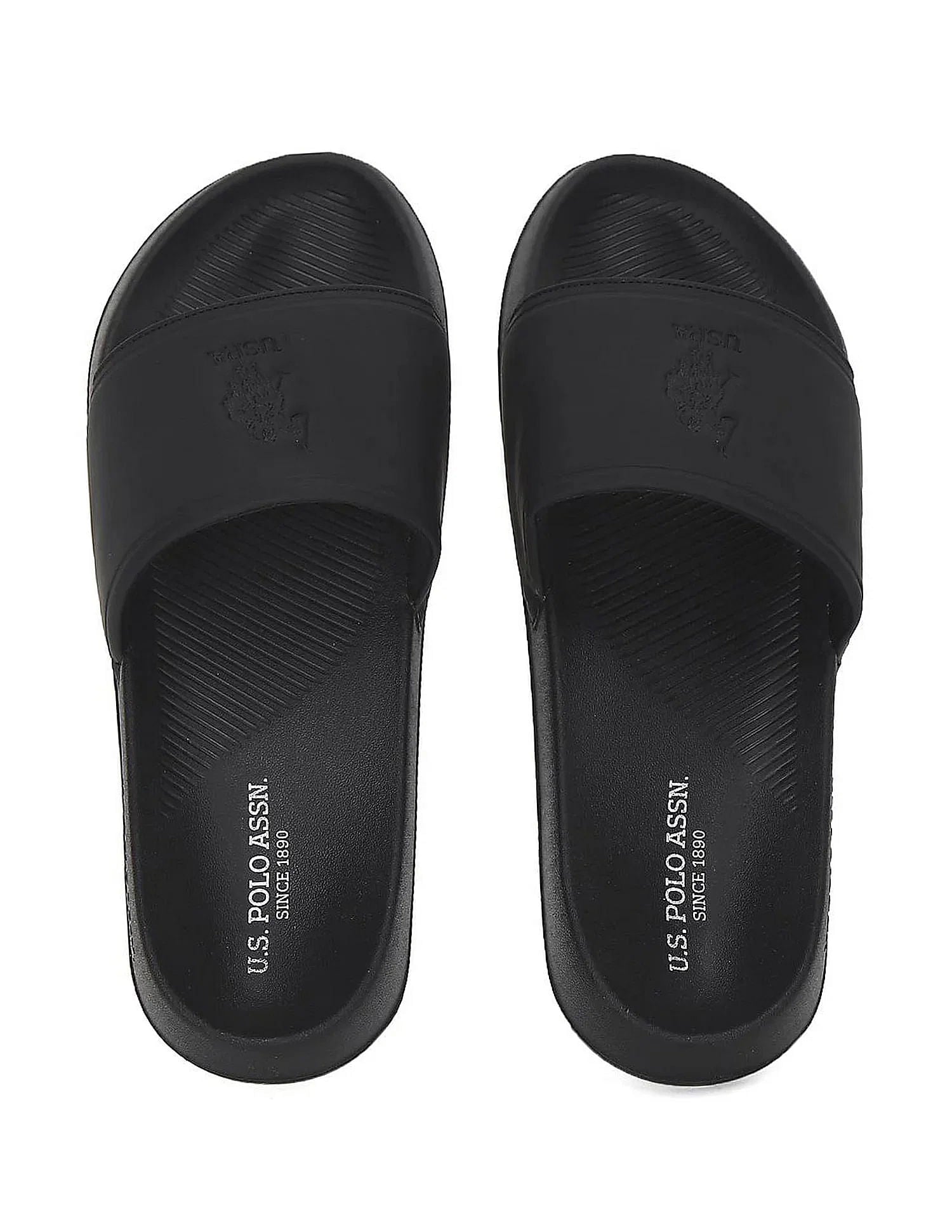 Men Debossed Monogram Specter 6.0 Slides Black - U.S. Polo Assn. India | Large