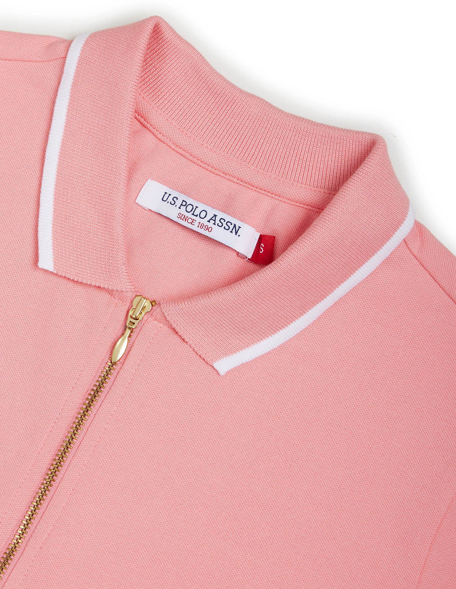 Tipped Collar Zipper Polo Shirt Flamingo Pink - U.S. POLO ASSN. | Large