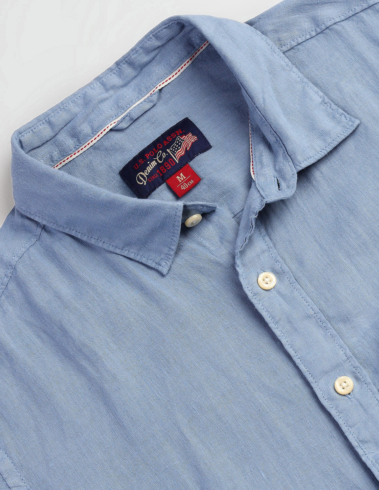 Slim Fit Solid Shirt Light Blue - U.S. Polo Assn. India | Large