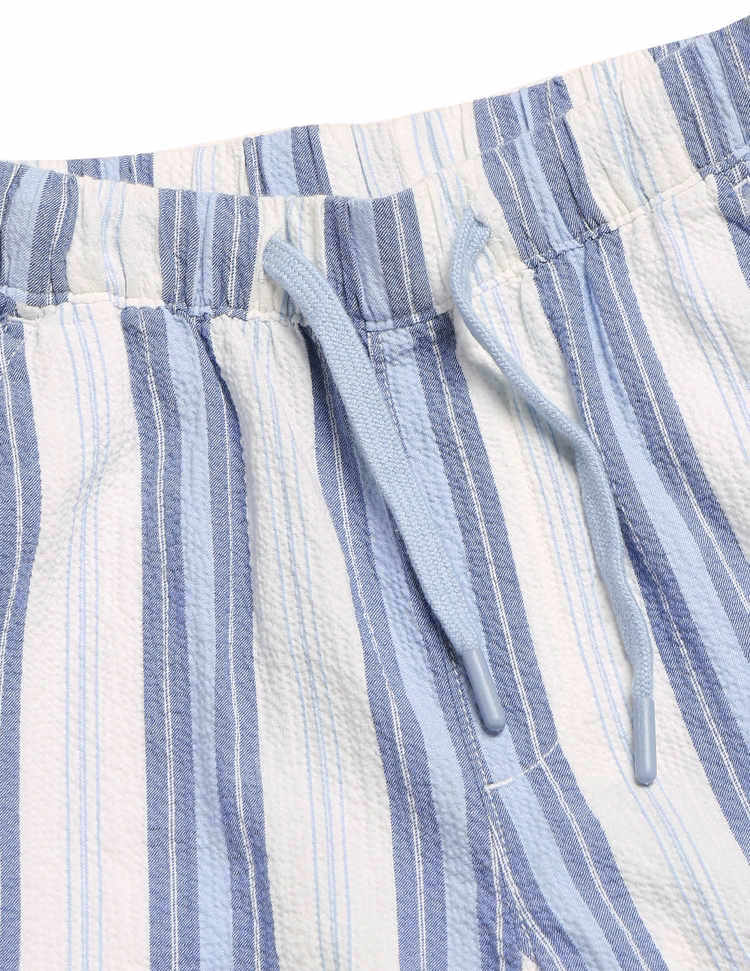 Boys Vertical Striped Regular Fit Shorts Blue - U.S. Polo Assn. India | Large