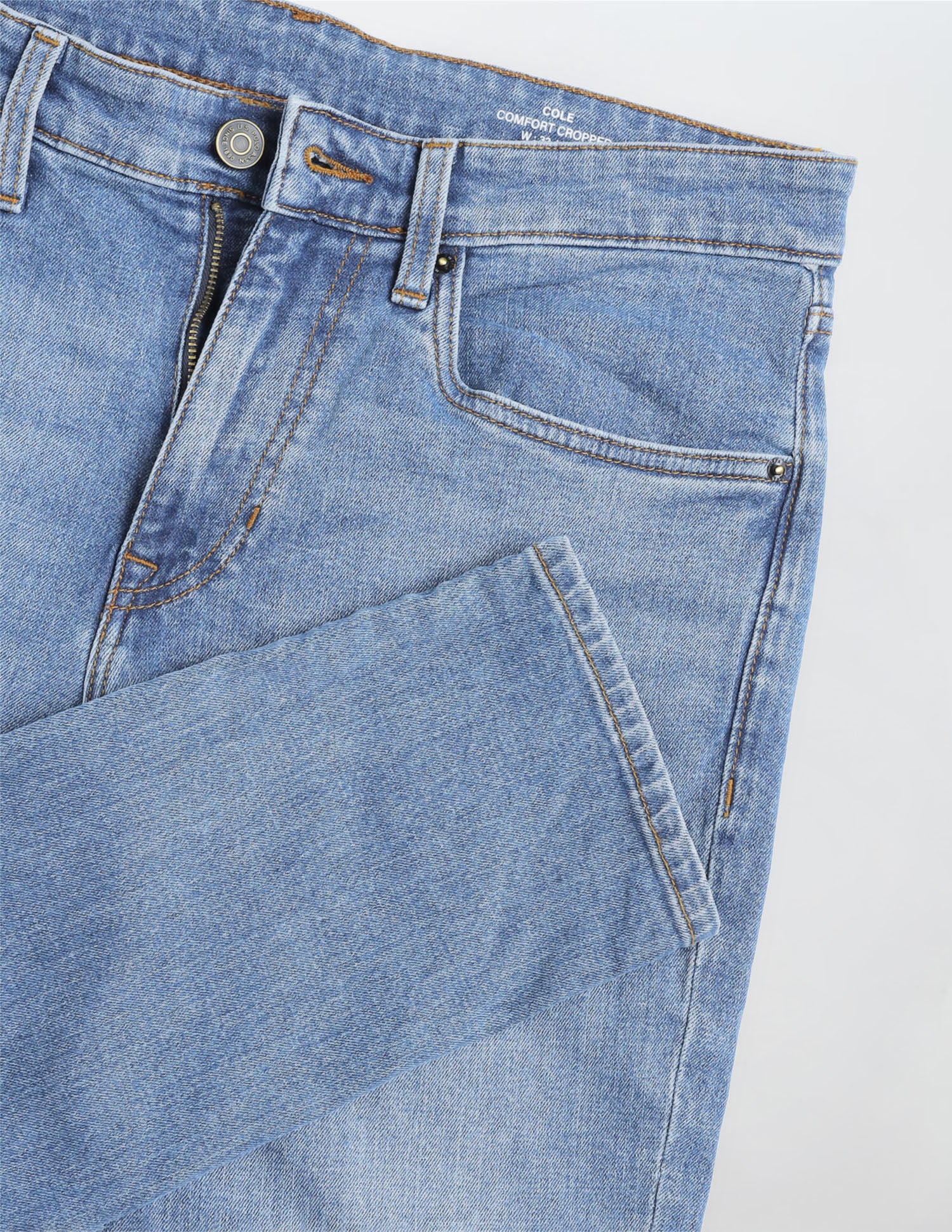 Cole Comfort Cropped Fit Blue Jeans Mid Blue - U.S. Polo Assn. India | Large
