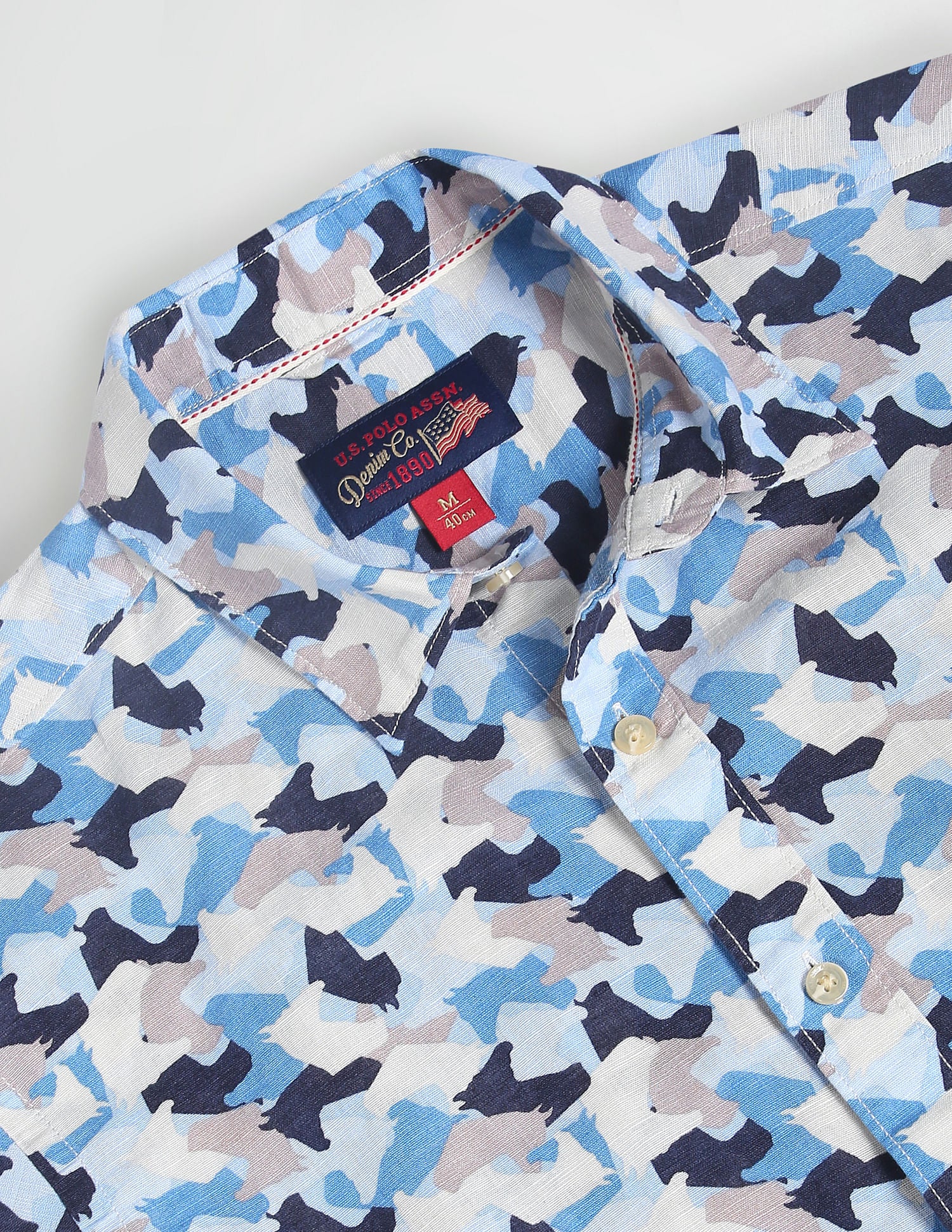 Abstract Print Slim Fit Shirt Blue - U.S. Polo Assn. India | Large