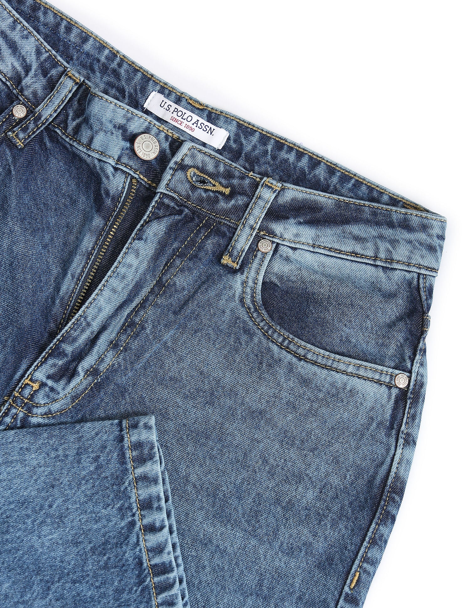 Wide Leg Mid Rise Jeans Blue - U.S. POLO ASSN. | Large