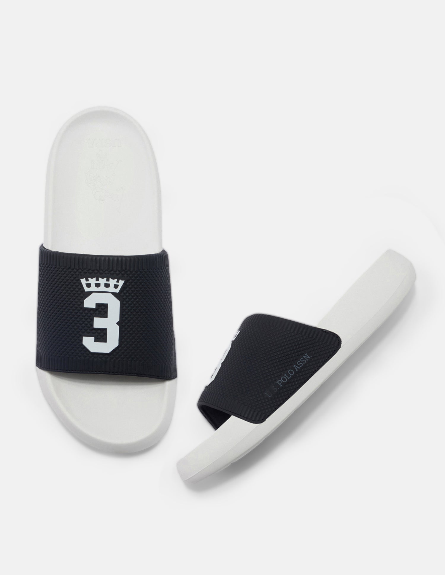 Textured Numeric Embossed Dane Sliders Black - U.S. Polo Assn. India | Large