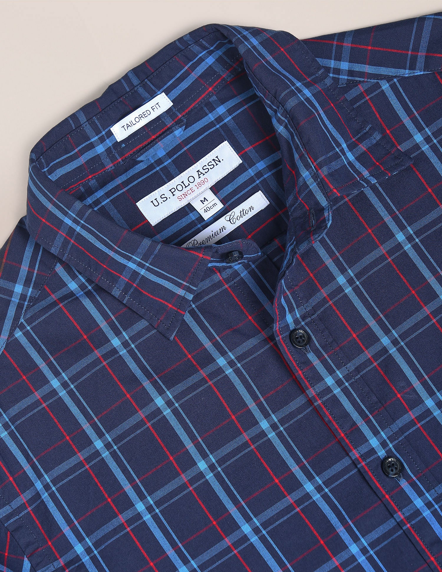 Premium Cotton Check Shirt Navy - U.S. POLO ASSN. | Large